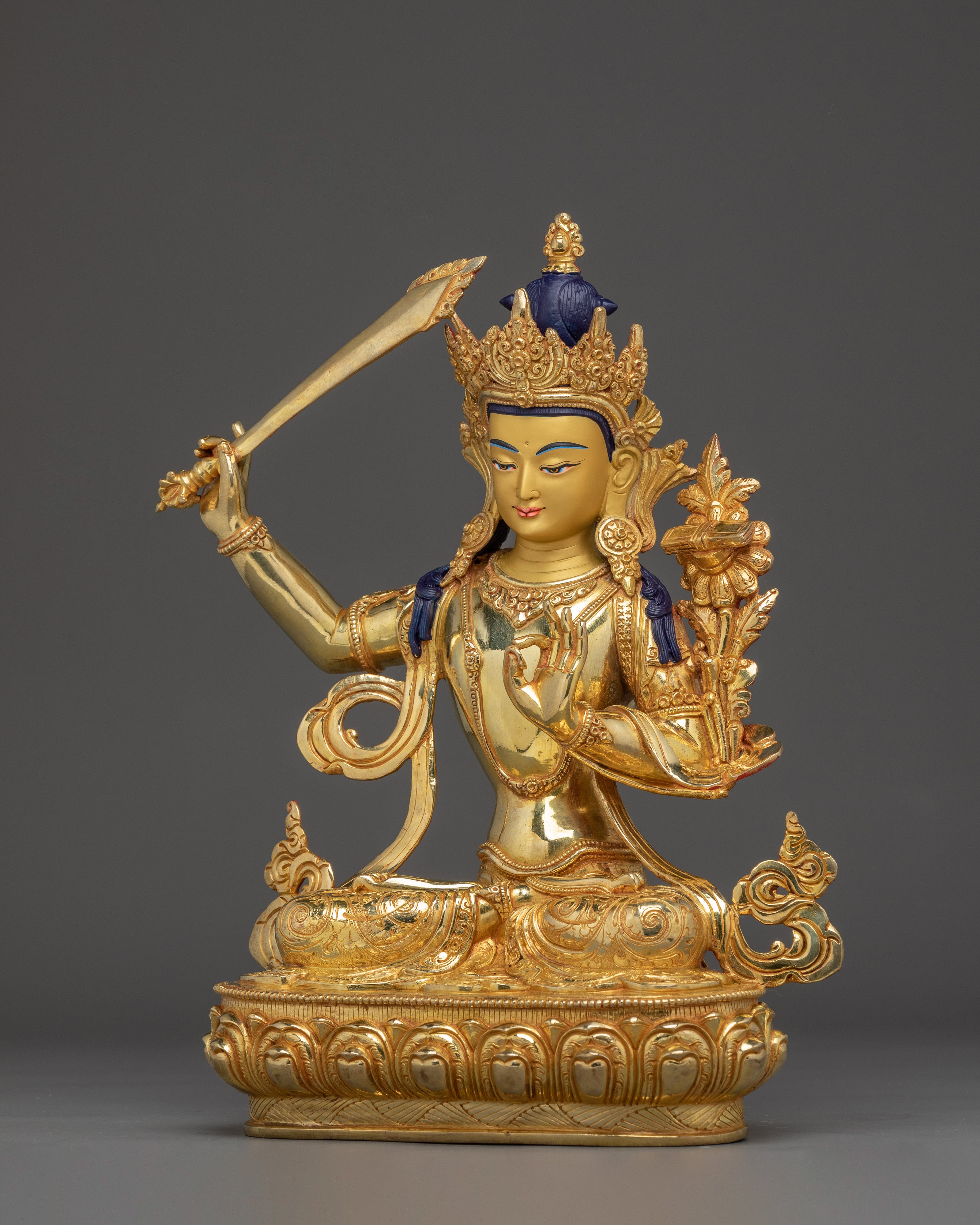 Golden Manjushri Statue: Sword of Wisdom