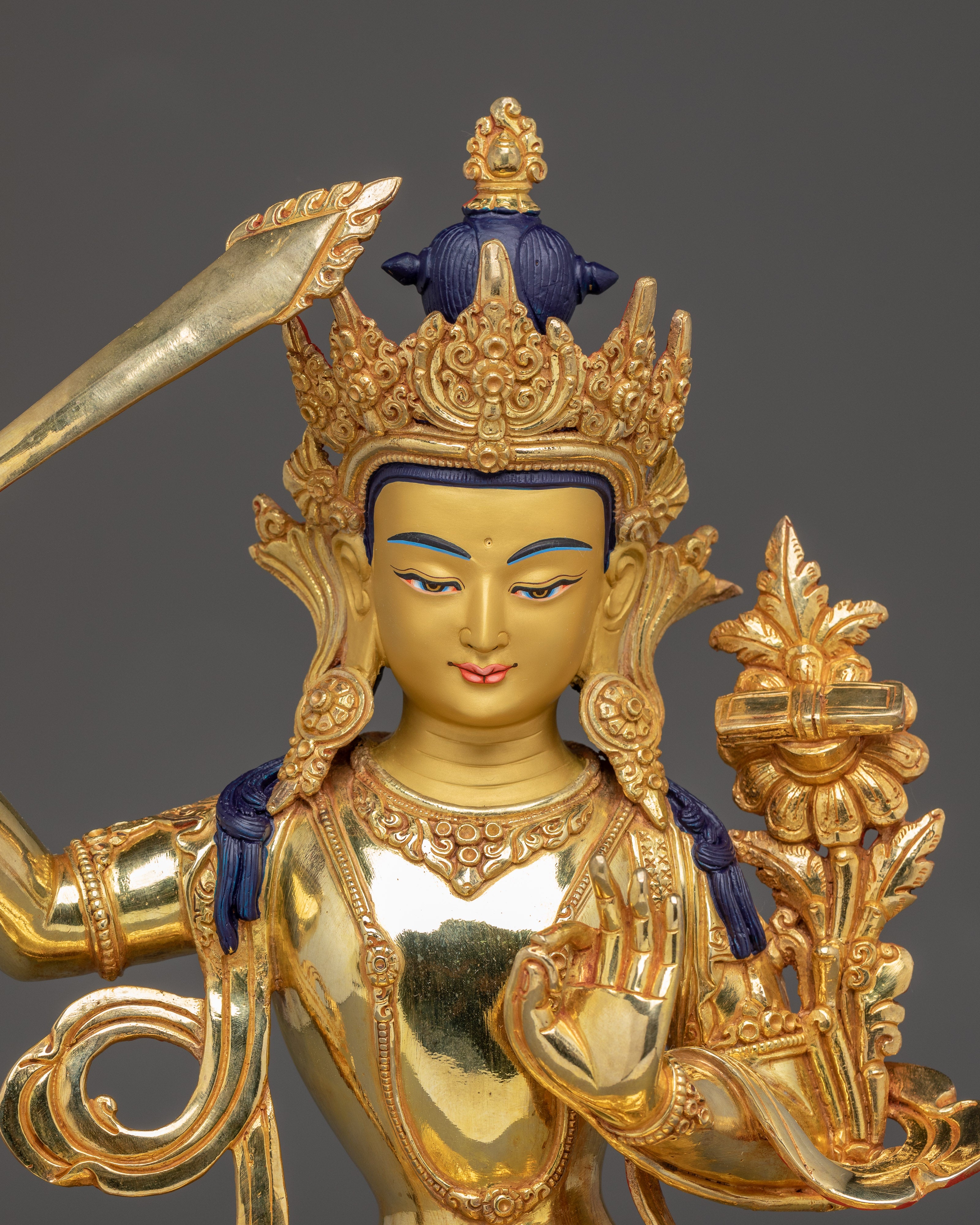 Golden Manjushri Statue: Sword of Wisdom