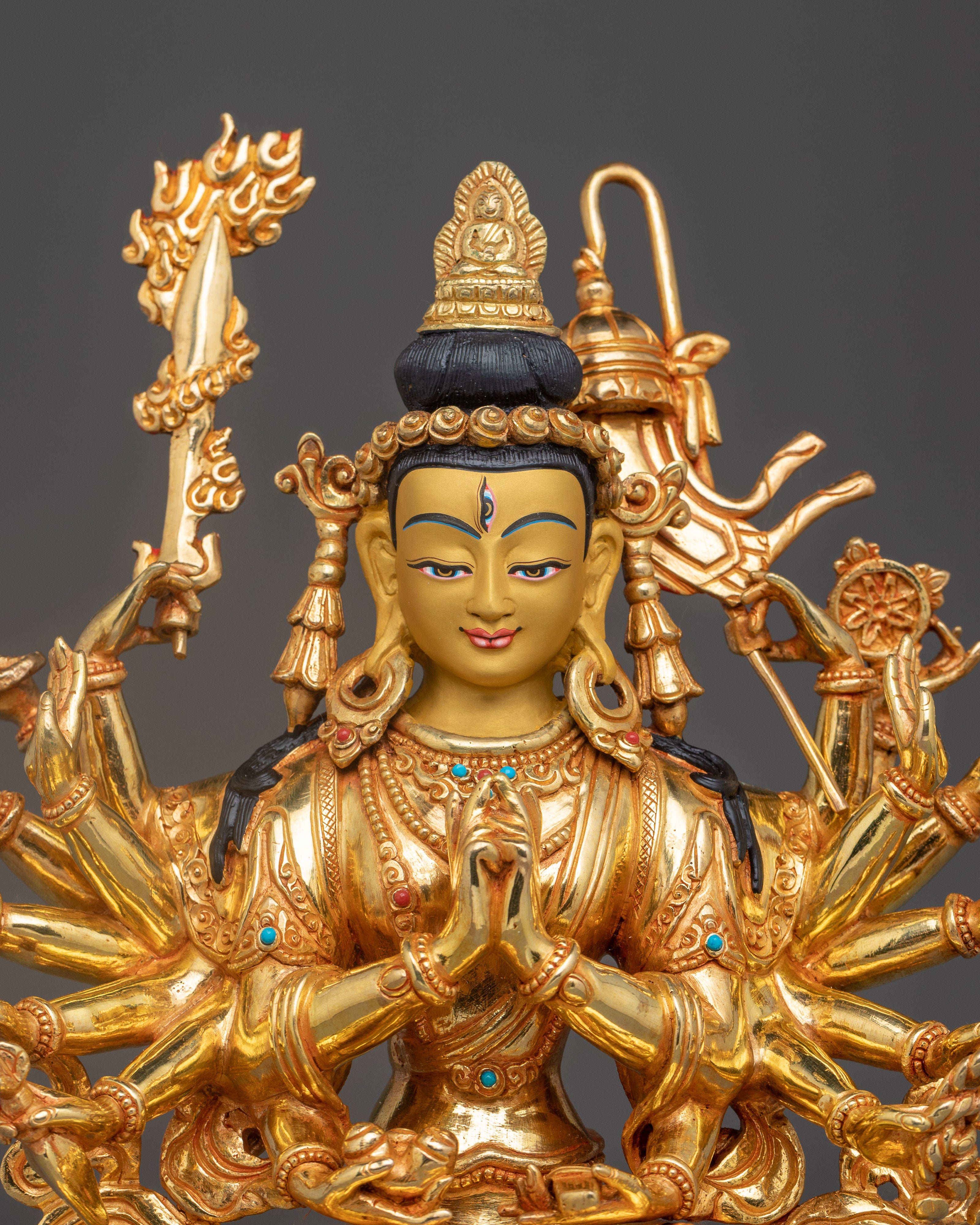 Bodhisattva Cundi Artwork | 24K Gold Gilded Spiritual Statue