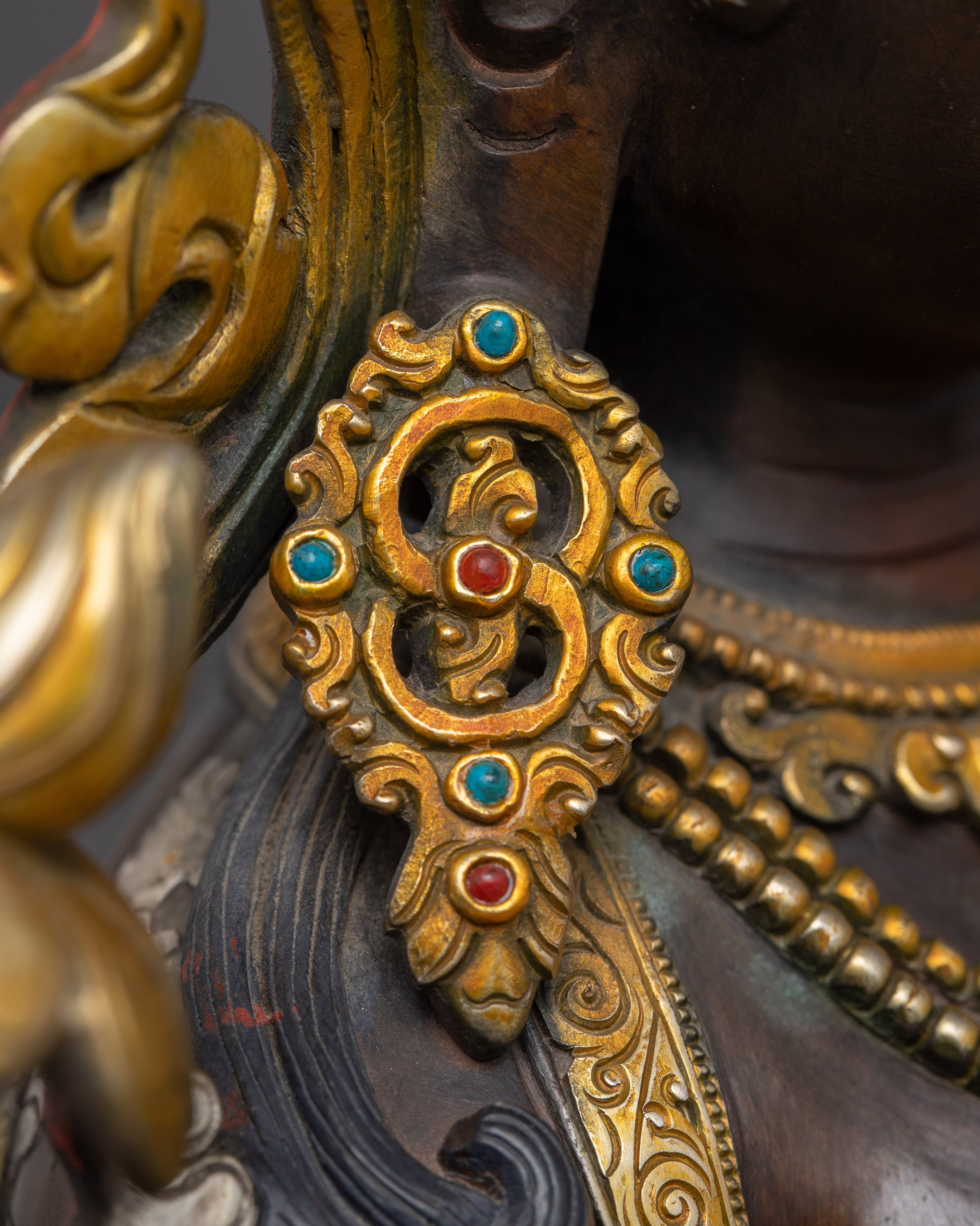Oxidized Copper Green Tara Statue: Mother of Compassion