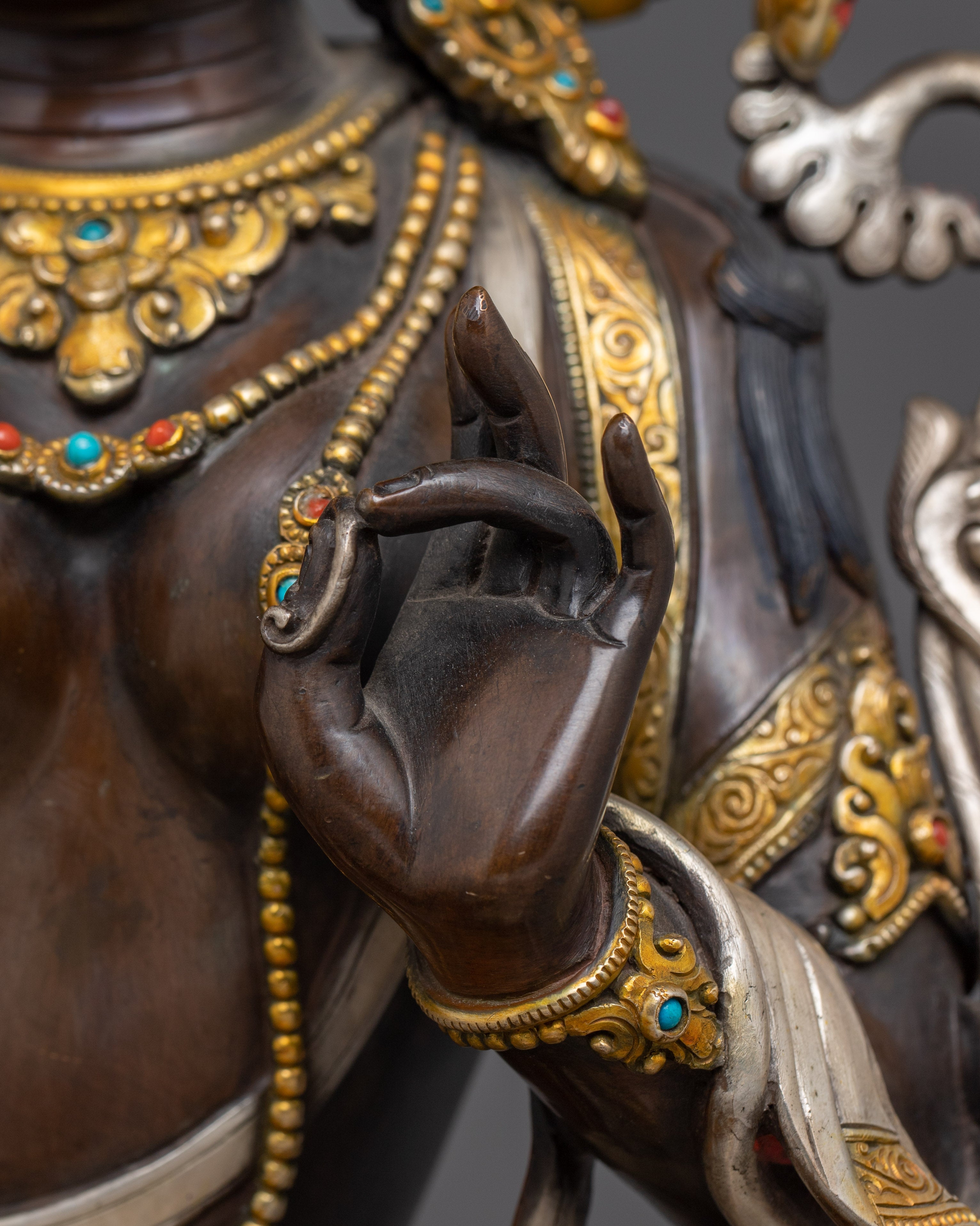 Oxidized Copper Green Tara Statue: Mother of Compassion