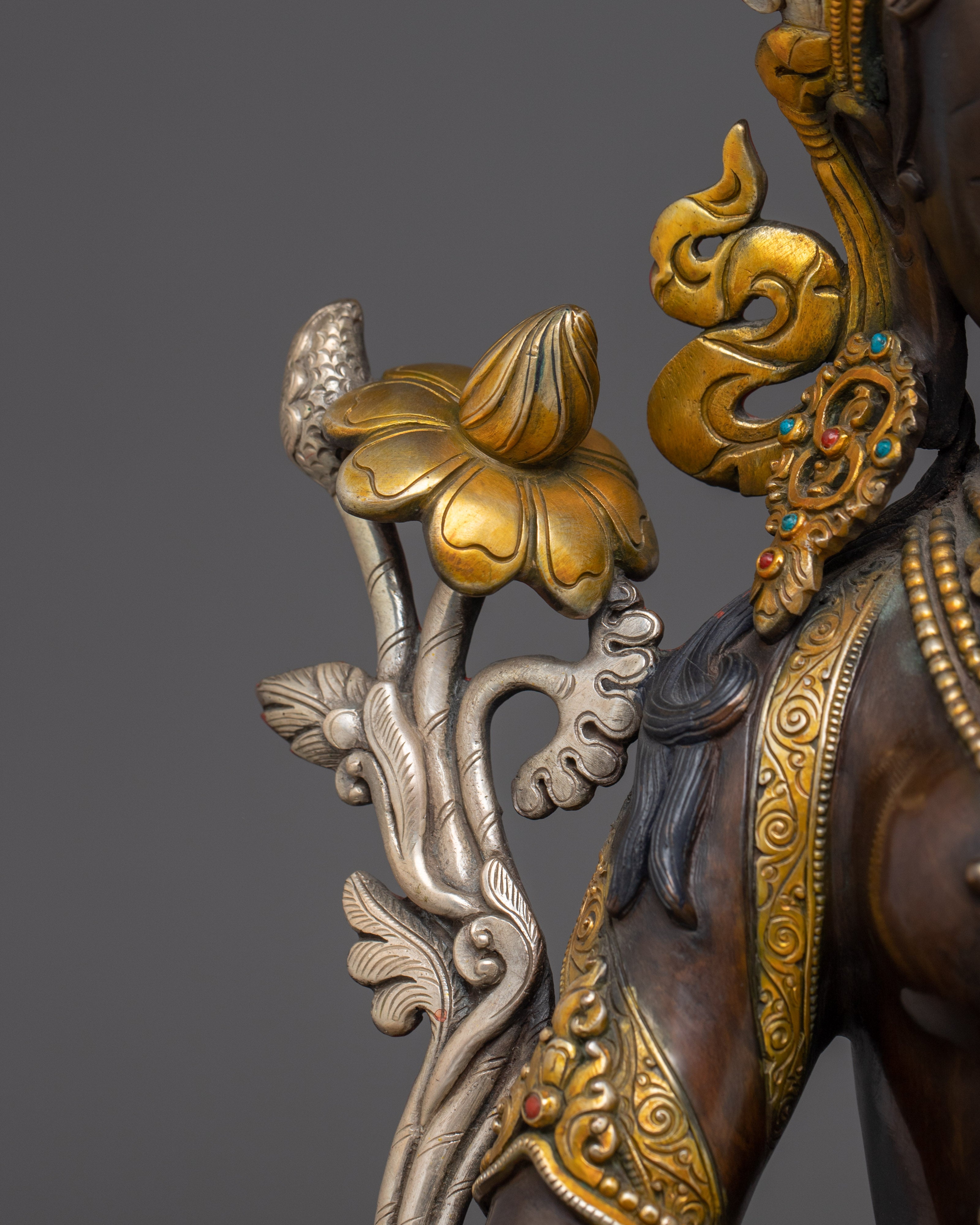 Oxidized Copper Green Tara Statue: Mother of Compassion