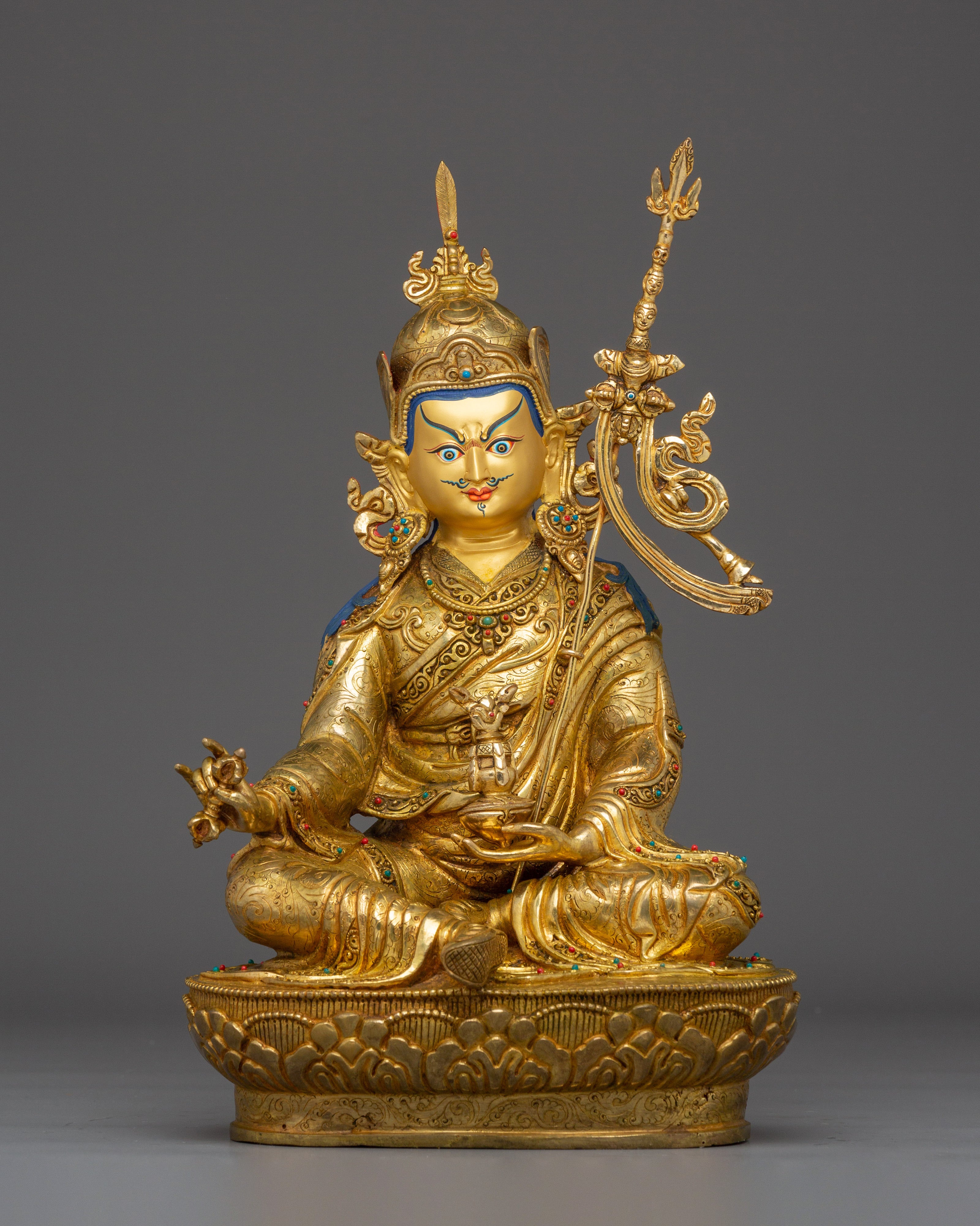 Tibetan Guru Rinpoche Statue in 24K Gold | A Symbol of Wisdom & Protection