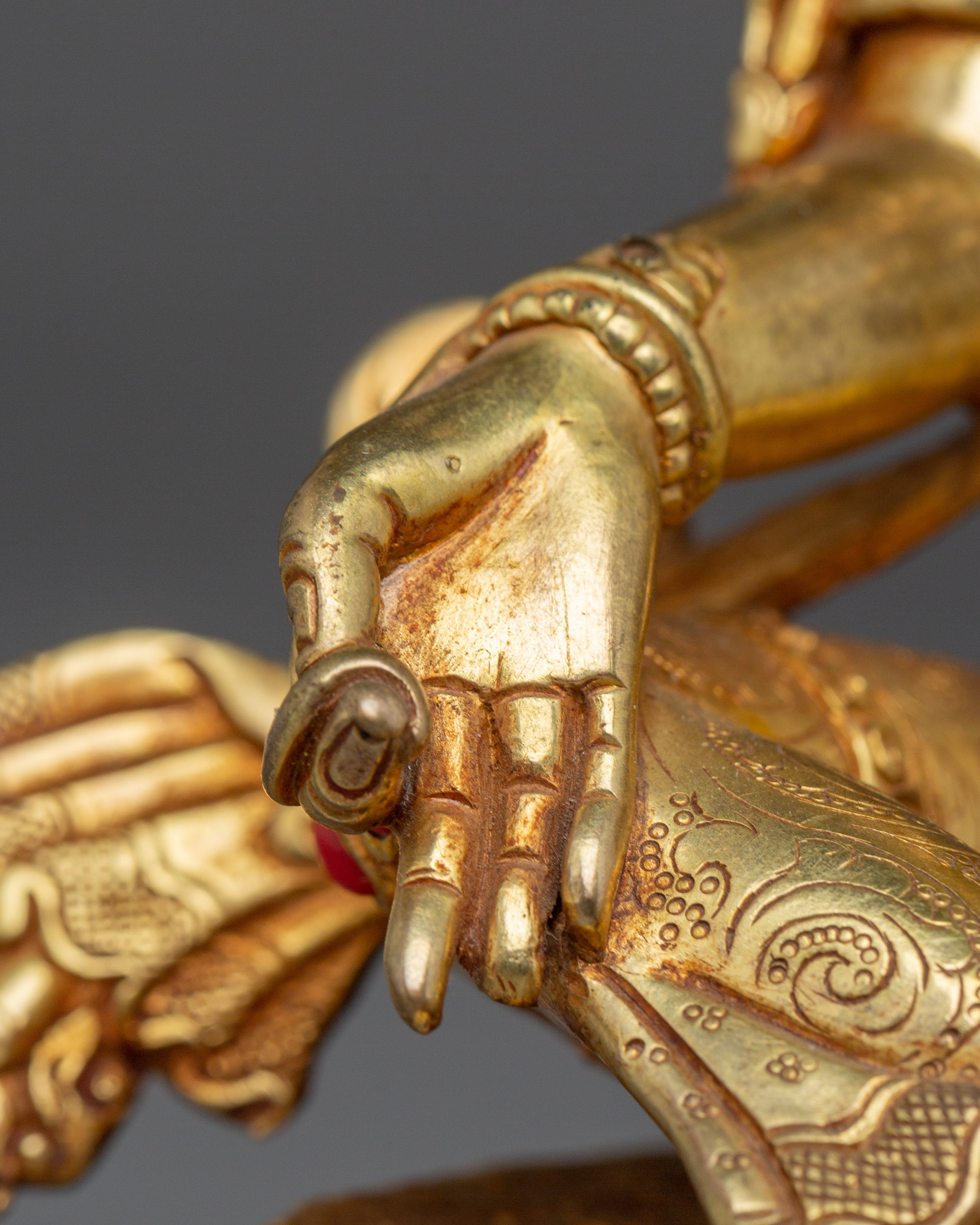 Golden Green Tara on Throne | Himalayan Handcrafted Icon