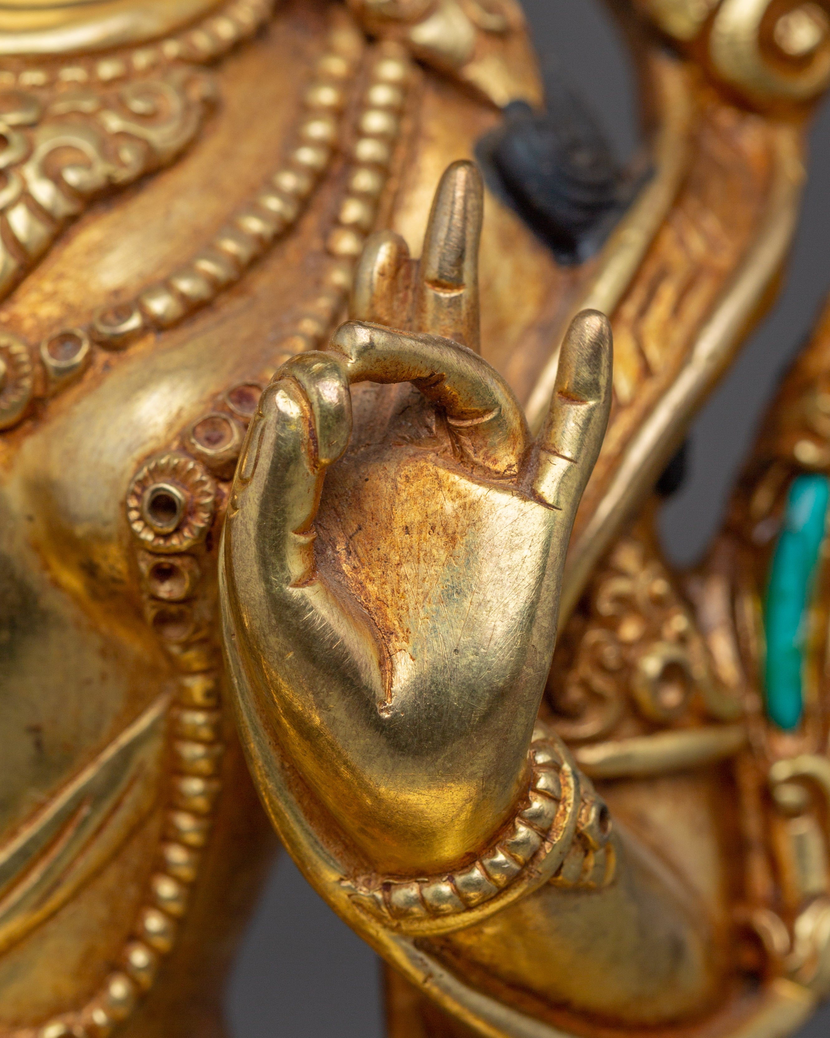 Golden Green Tara on Throne | Himalayan Handcrafted Icon