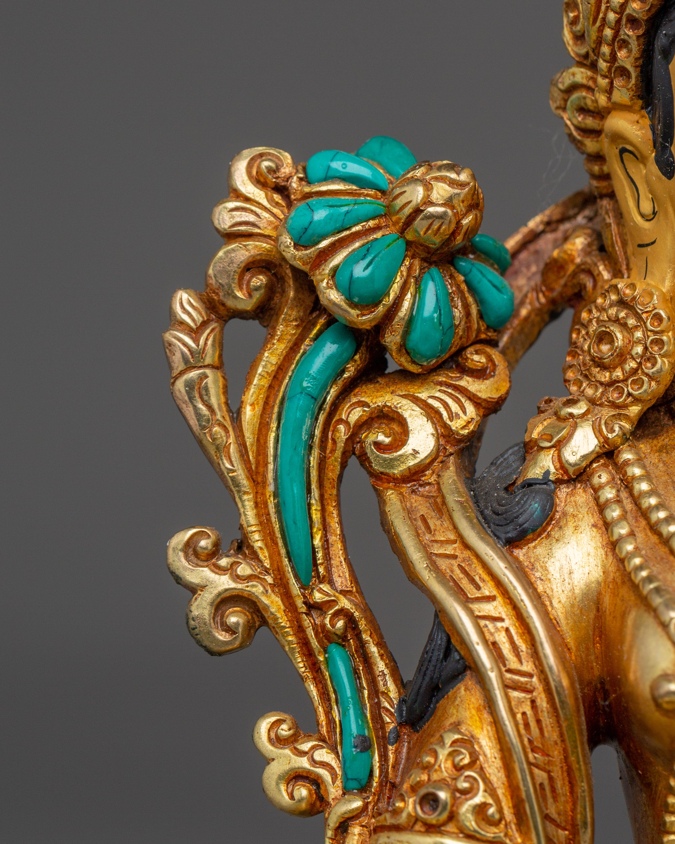 Golden Green Tara on Throne | Himalayan Handcrafted Icon