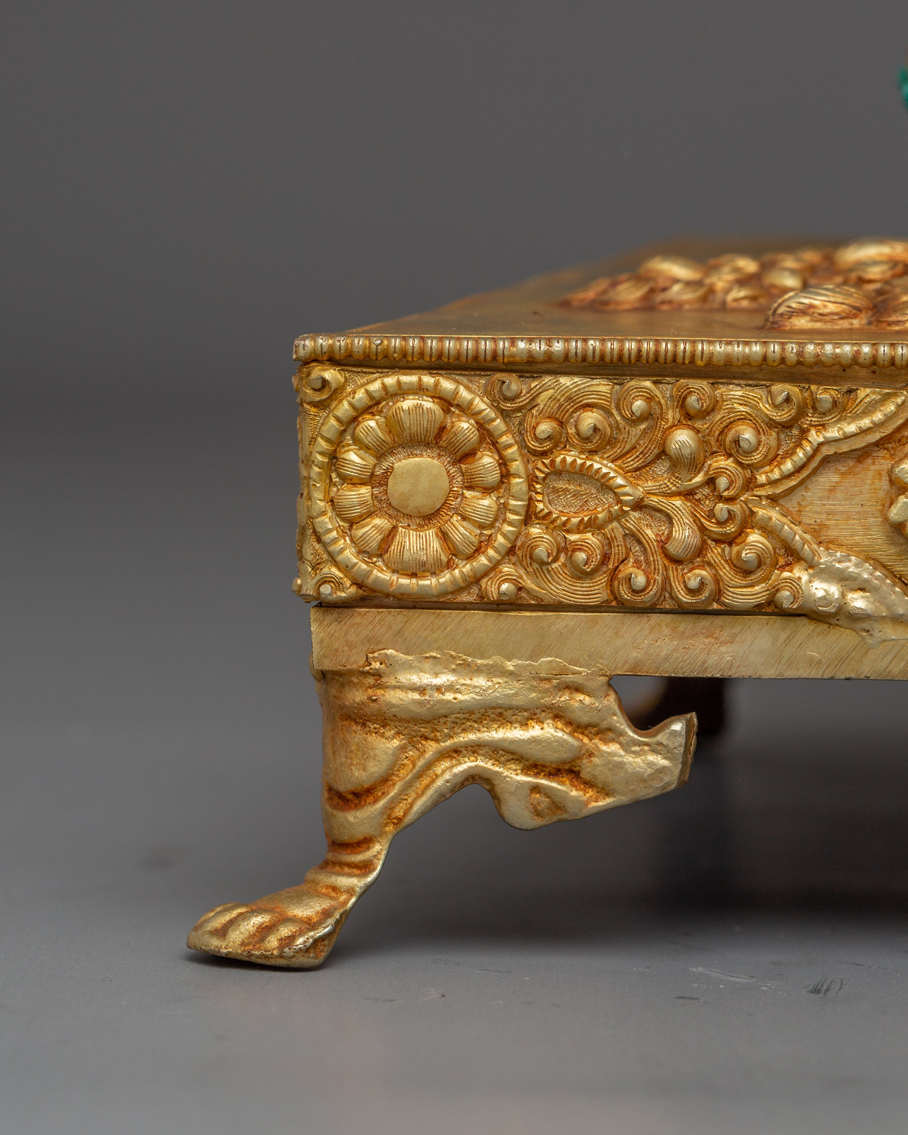 Golden Green Tara on Throne | Himalayan Handcrafted Icon