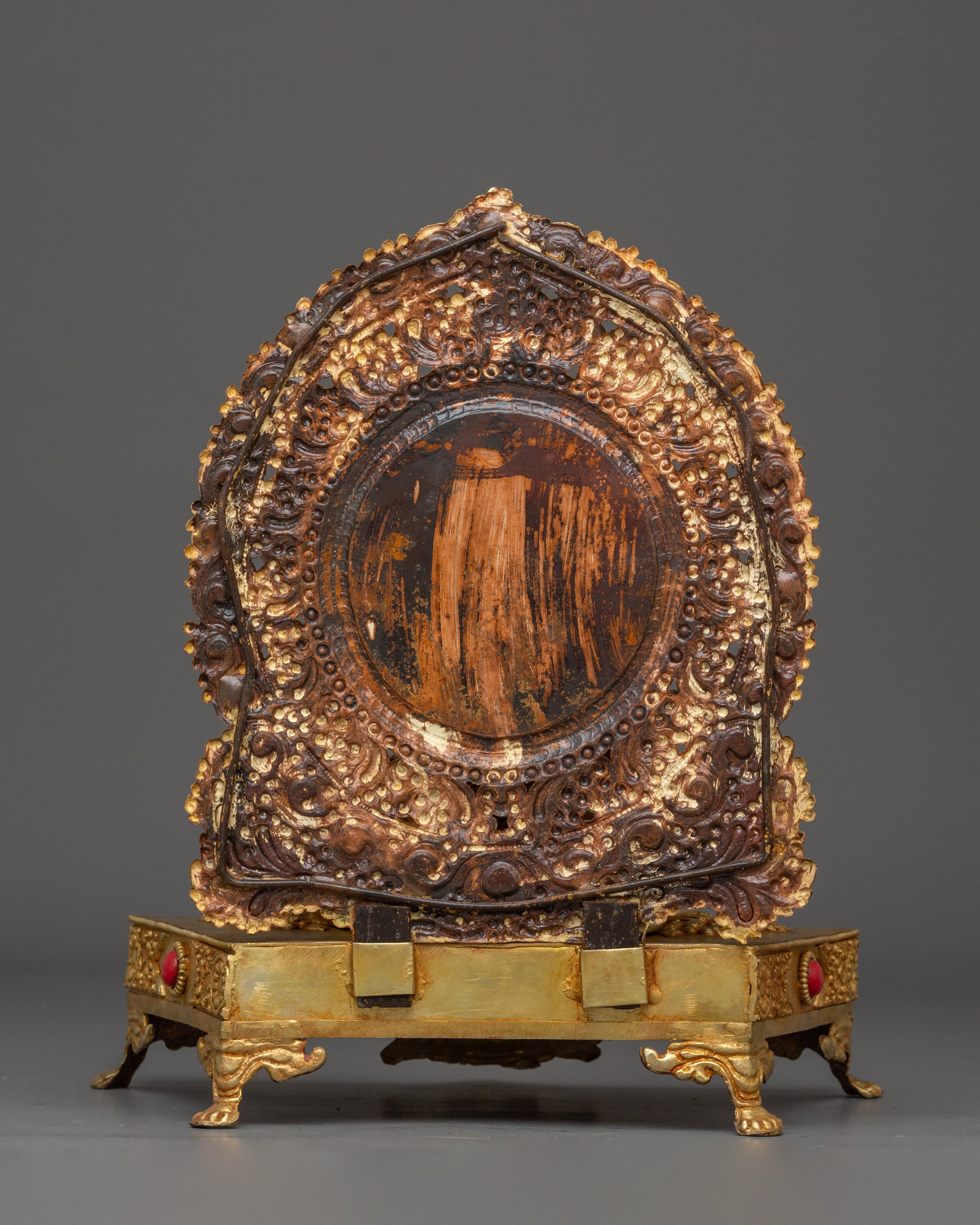 Golden Green Tara on Throne | Himalayan Handcrafted Icon