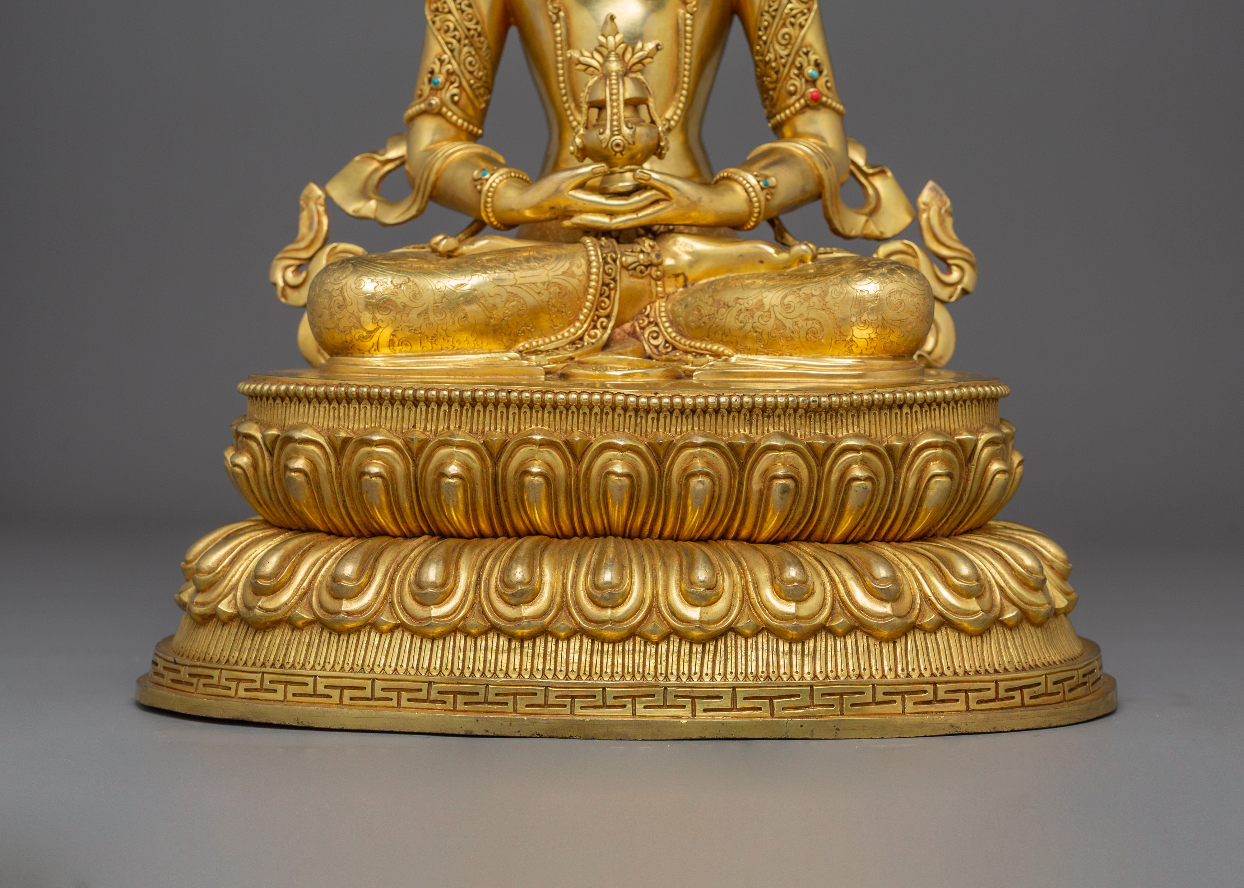 16.9 Inches Golden Amitayus Statue | Himalayan Sacred Art