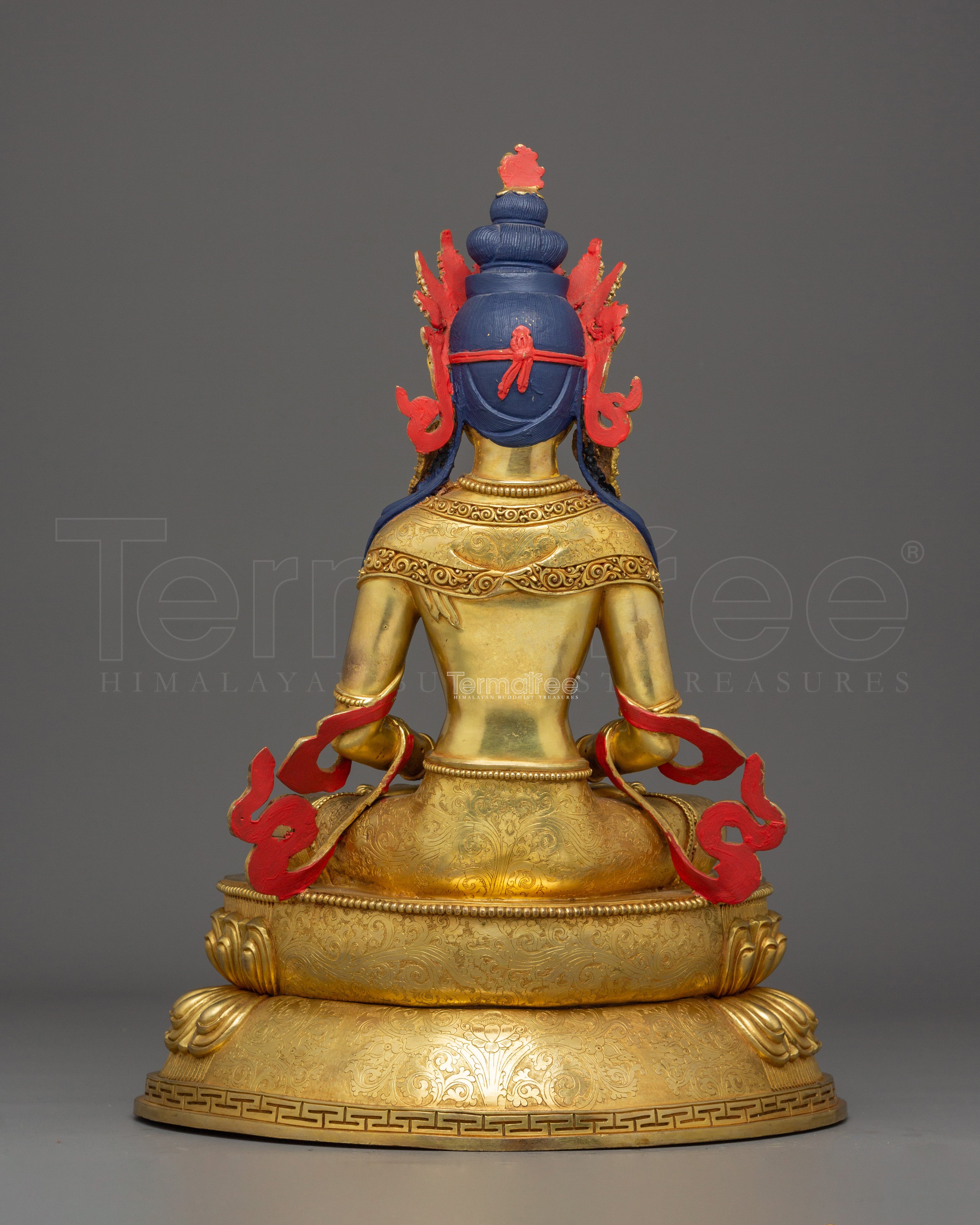 16.9 Inches Golden Amitayus Statue | Himalayan Sacred Art