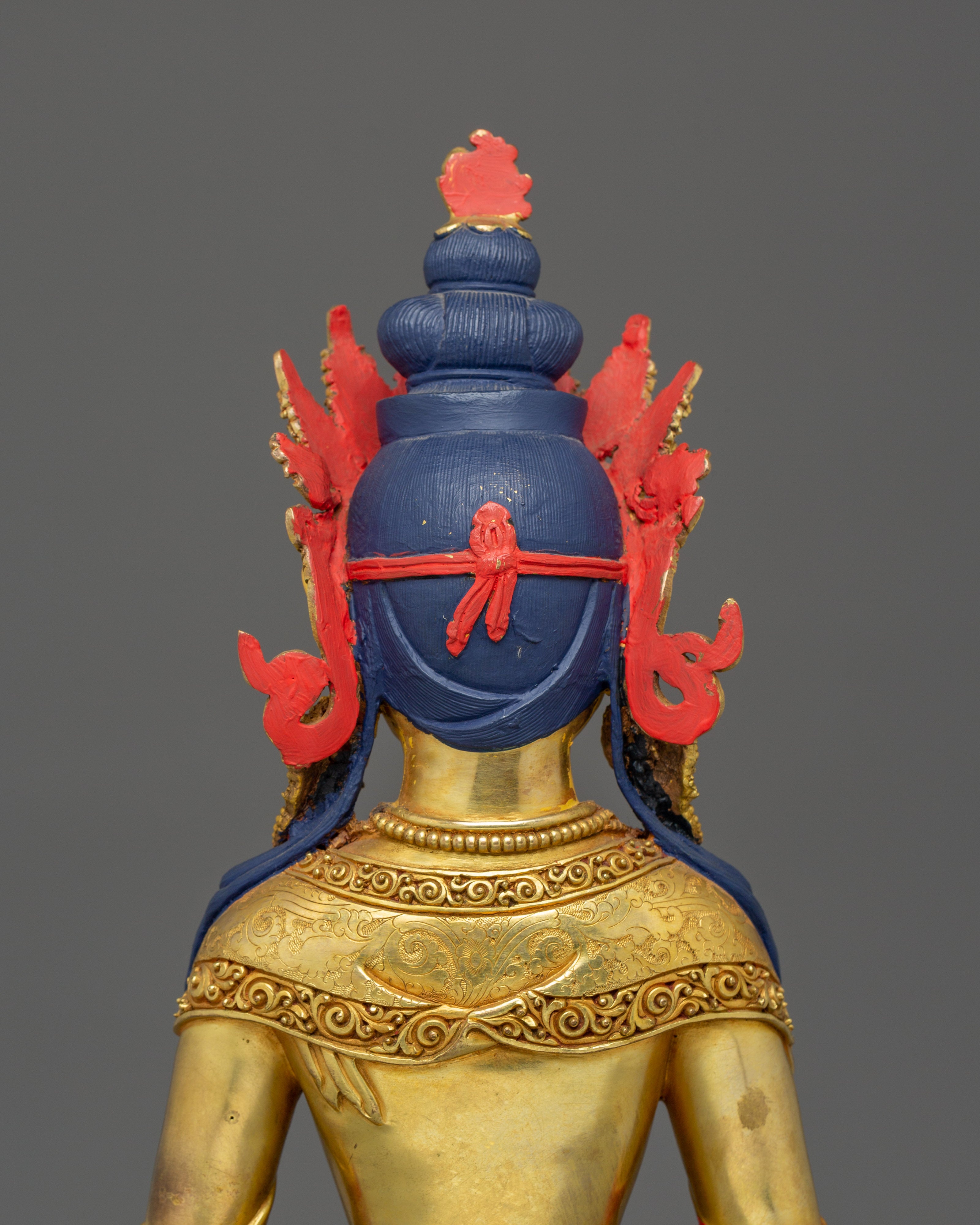 16.9 Inches Golden Amitayus Statue | Himalayan Sacred Art