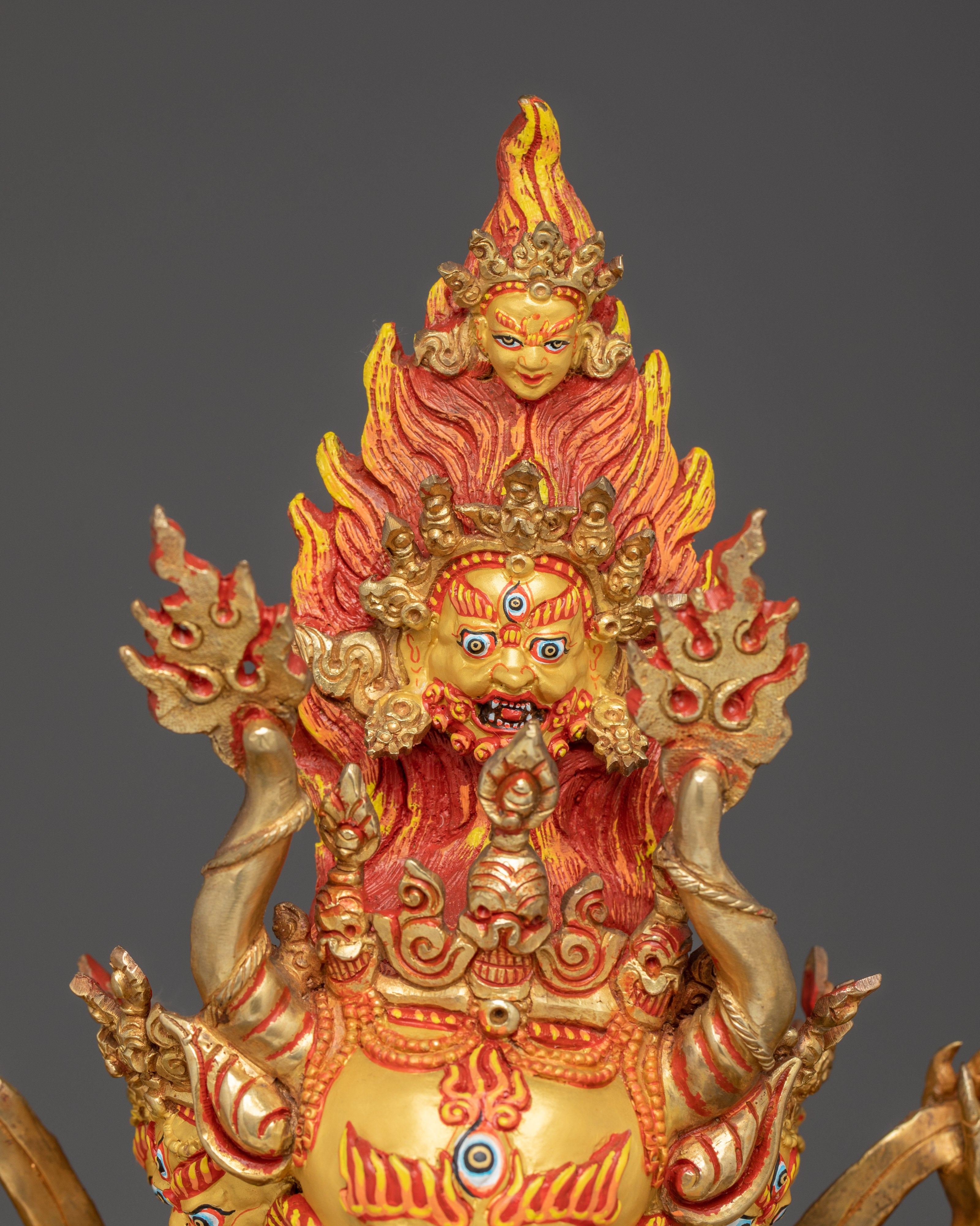 Yamantaka Artwork in 24K Gold Gilded | Tibetan Protector Deity Sculpture