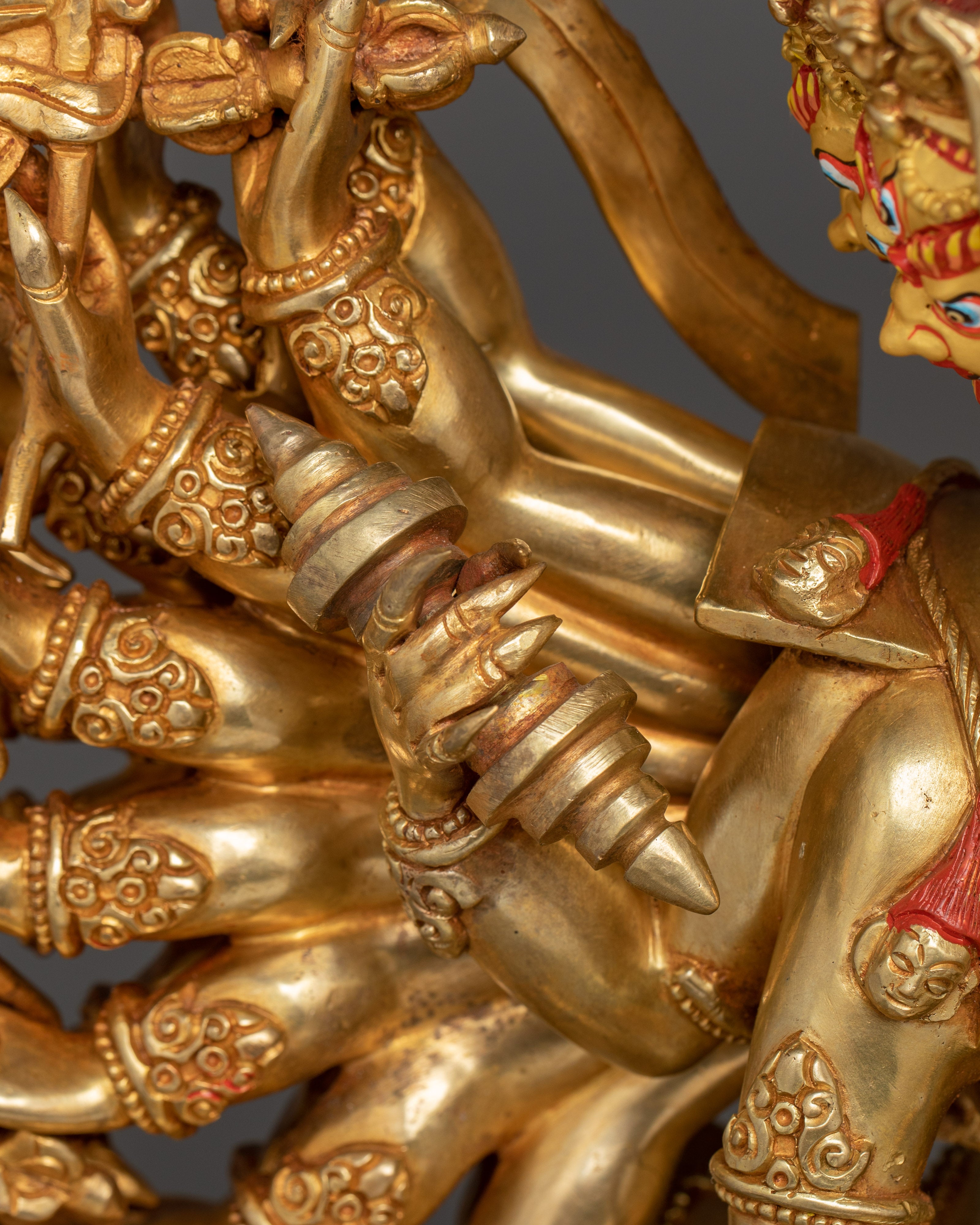 Yamantaka Artwork in 24K Gold Gilded | Tibetan Protector Deity Sculpture