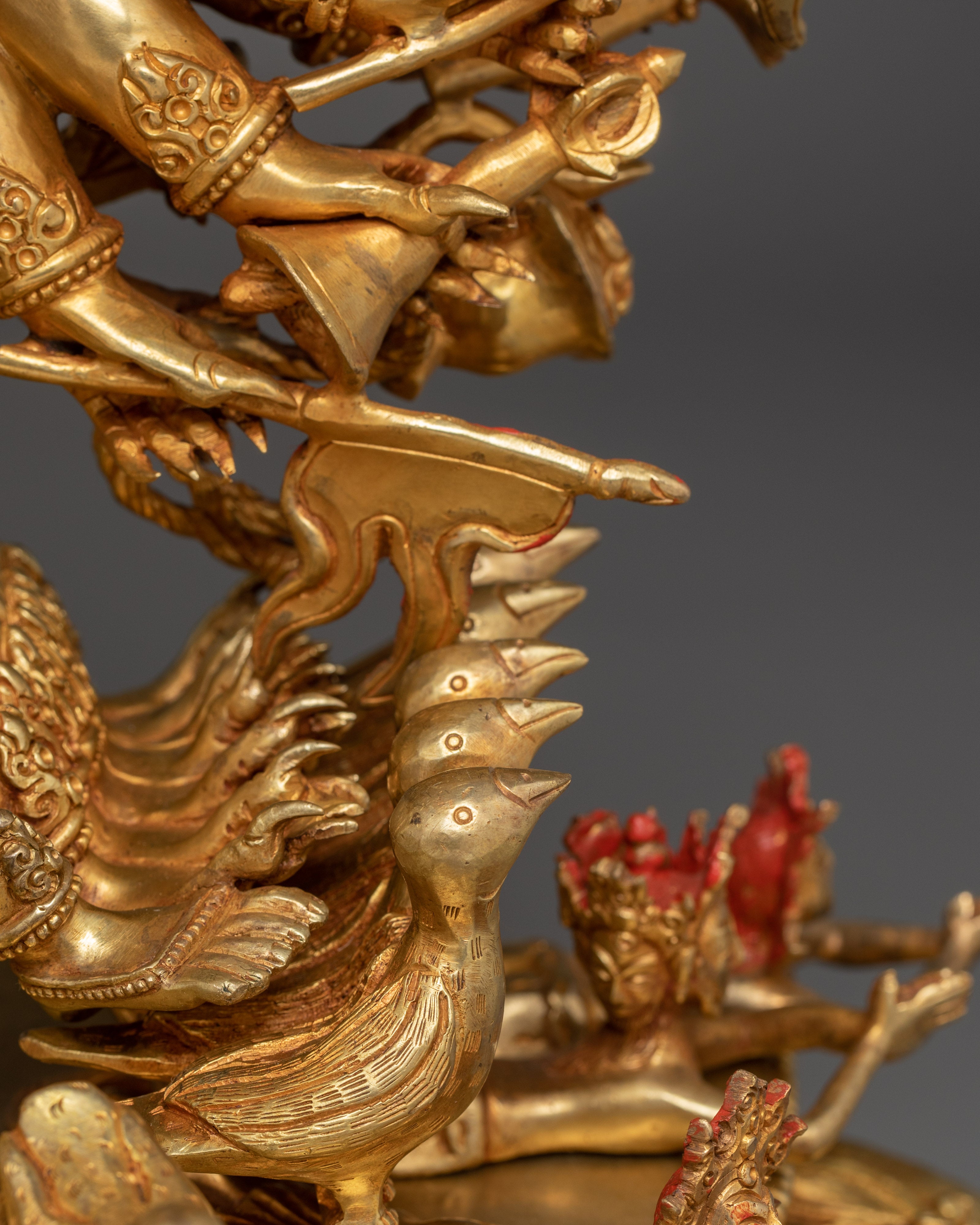 Yamantaka Artwork in 24K Gold Gilded | Tibetan Protector Deity Sculpture