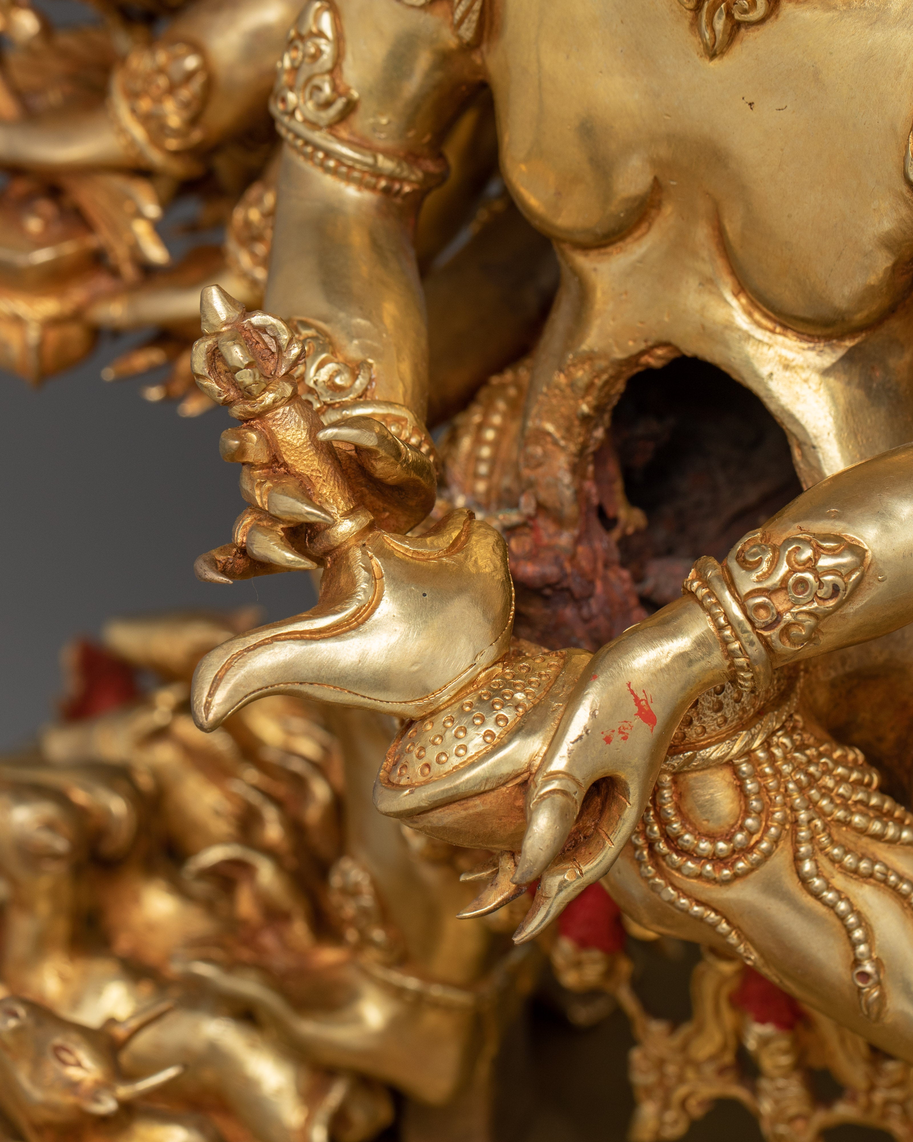 Yamantaka Artwork in 24K Gold Gilded | Tibetan Protector Deity Sculpture