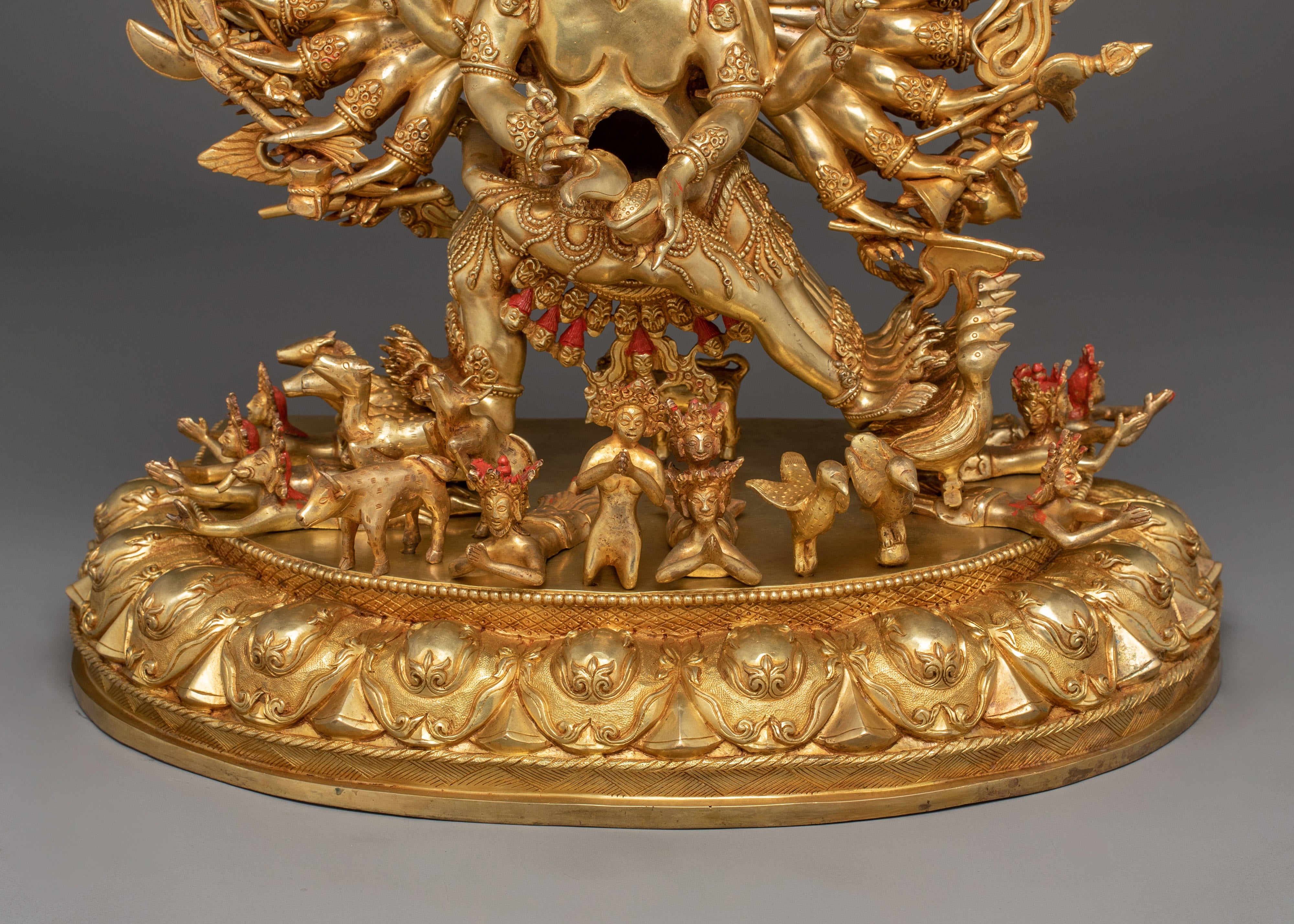 Yamantaka Artwork in 24K Gold Gilded | Tibetan Protector Deity Sculpture