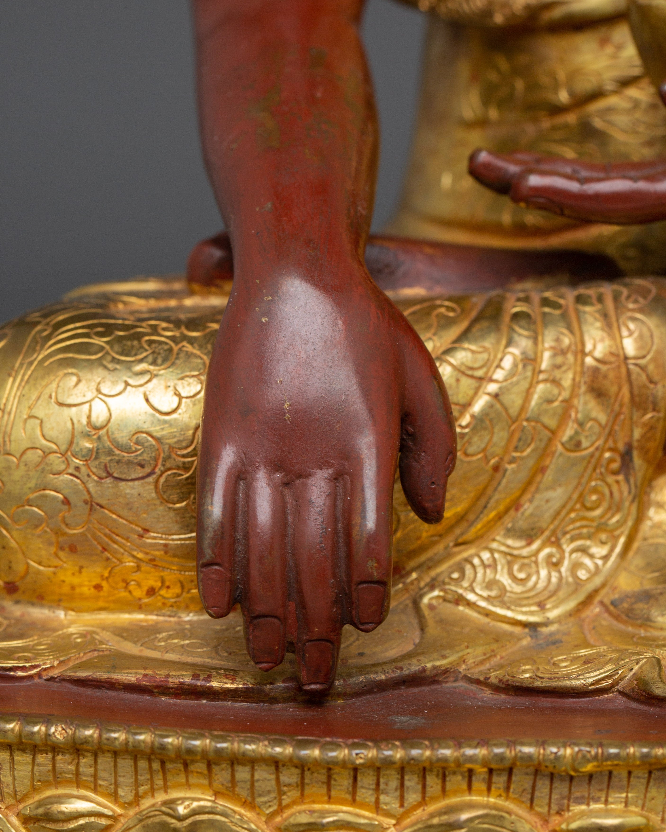 Handmade Tibetan Golden Shakyamuni Buddha Sculpture