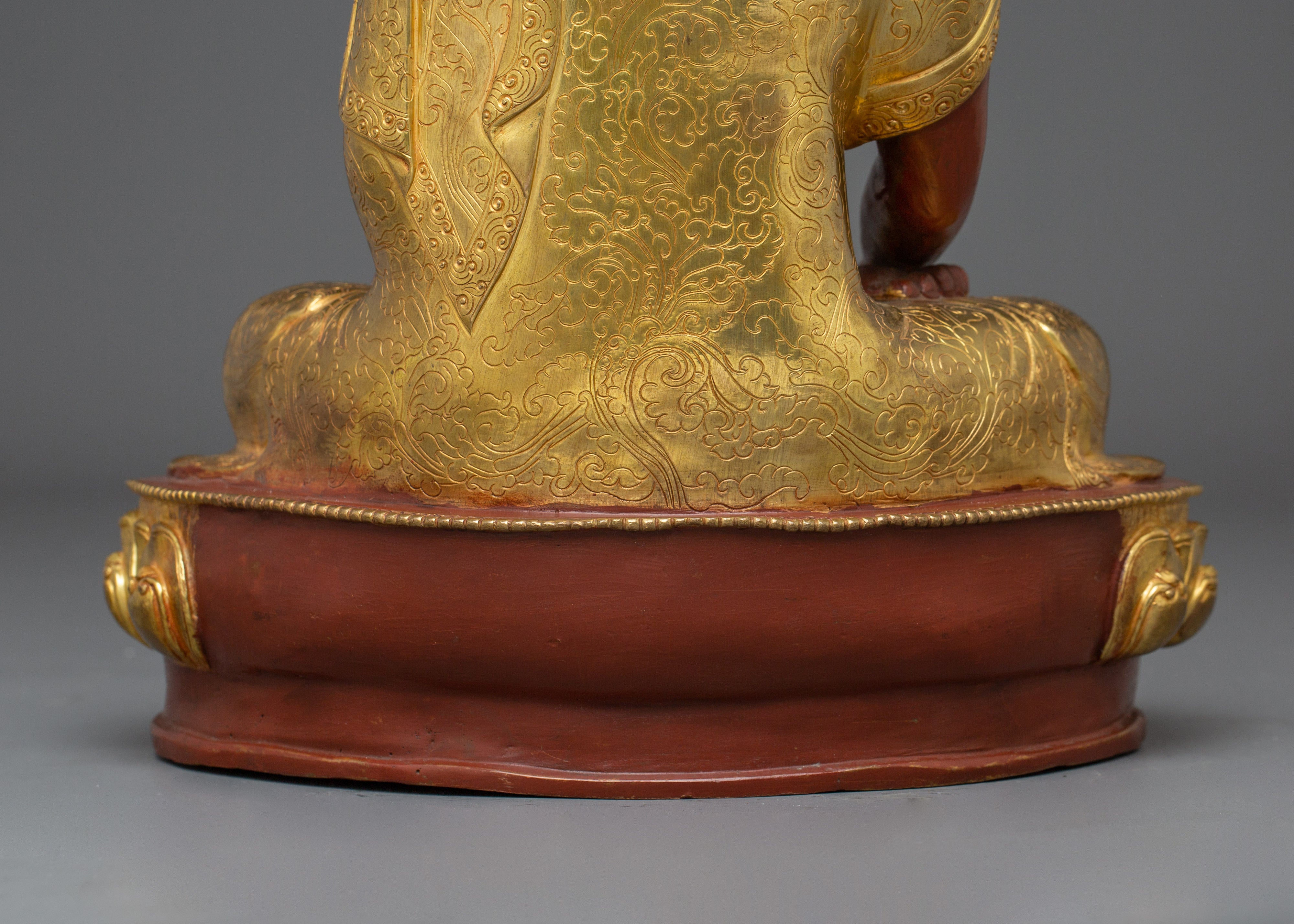 Handmade Tibetan Golden Shakyamuni Buddha Sculpture