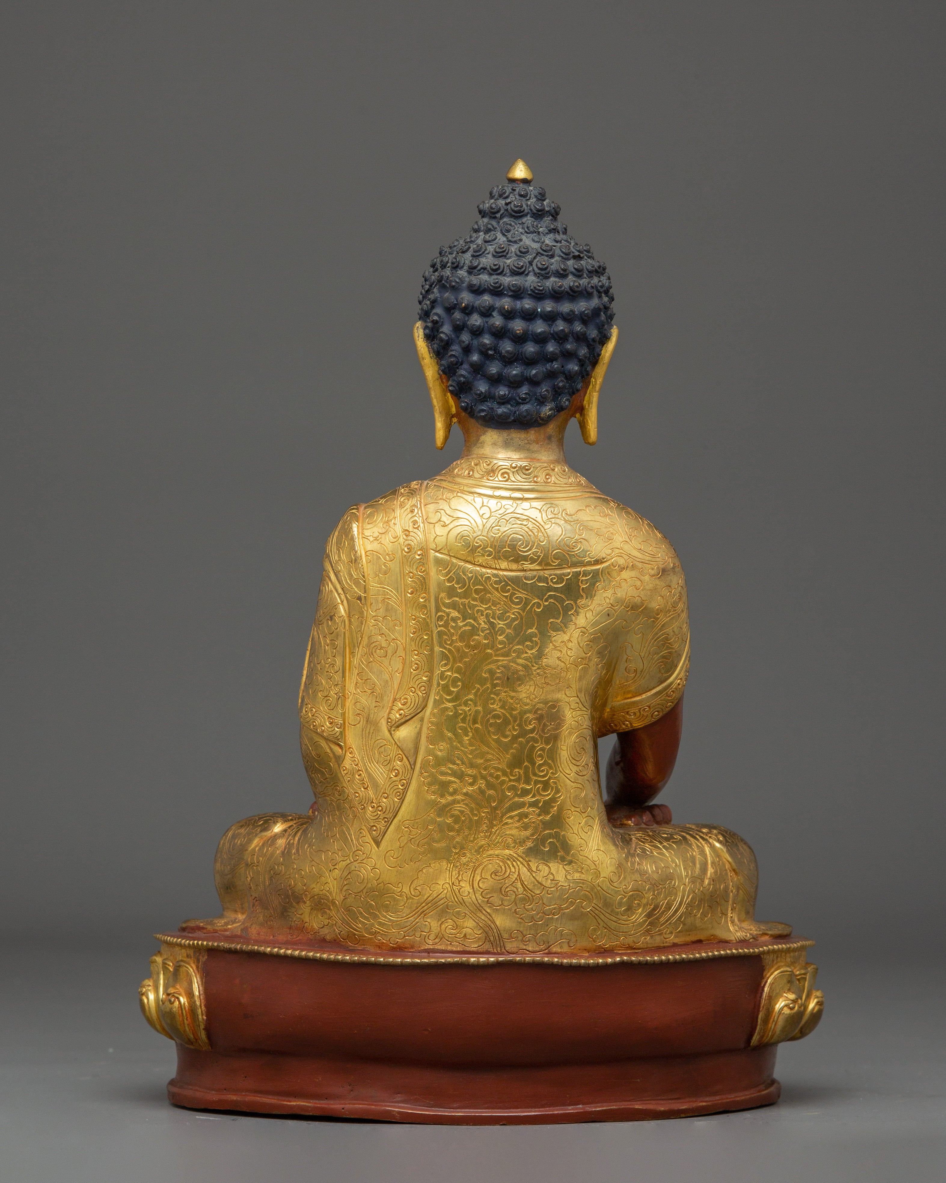 Handmade Tibetan Golden Shakyamuni Buddha Sculpture