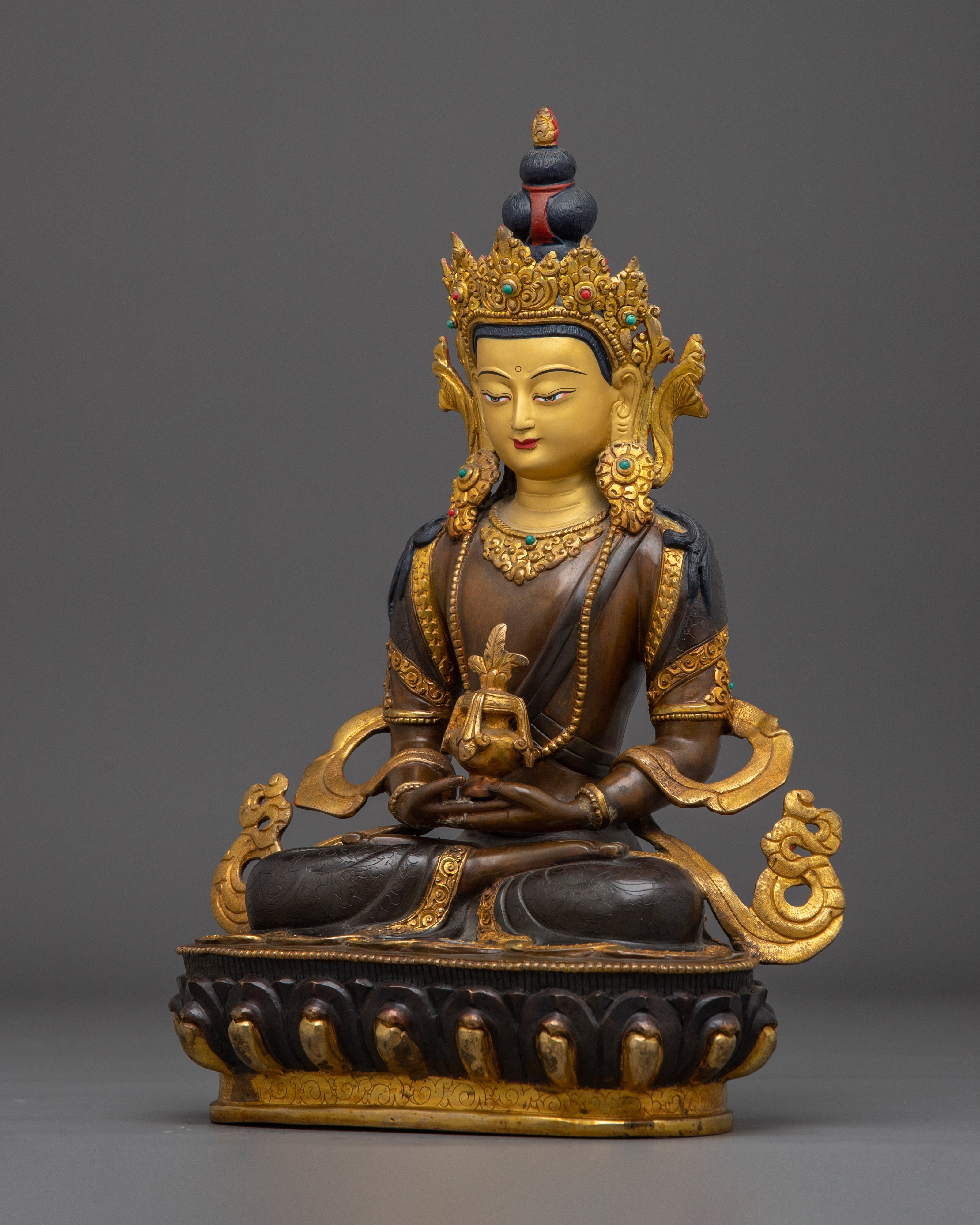 Himalayan Amitayus Icon | Gold Gilded Sacred Artwork