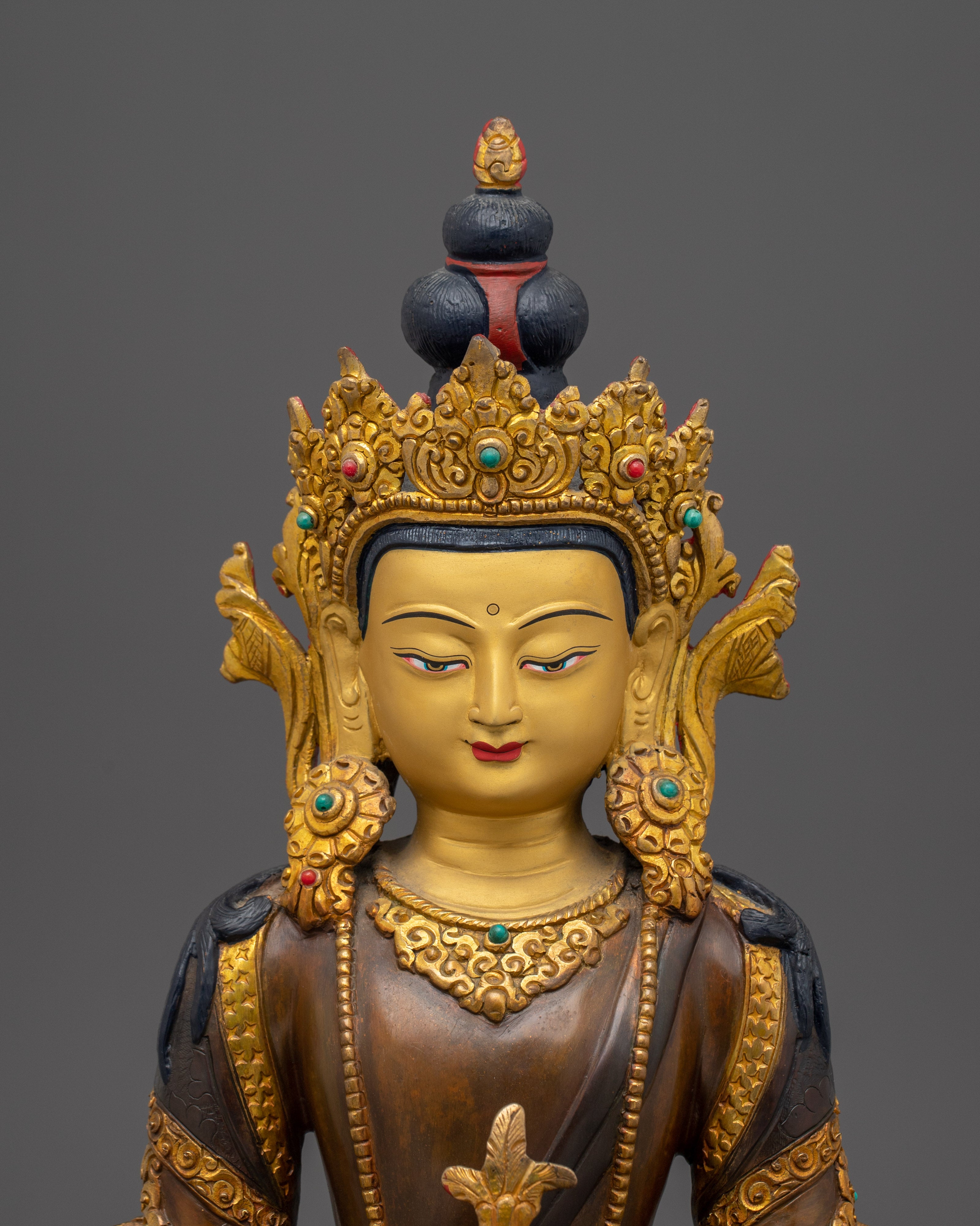 Himalayan Amitayus Icon | Gold Gilded Sacred Artwork