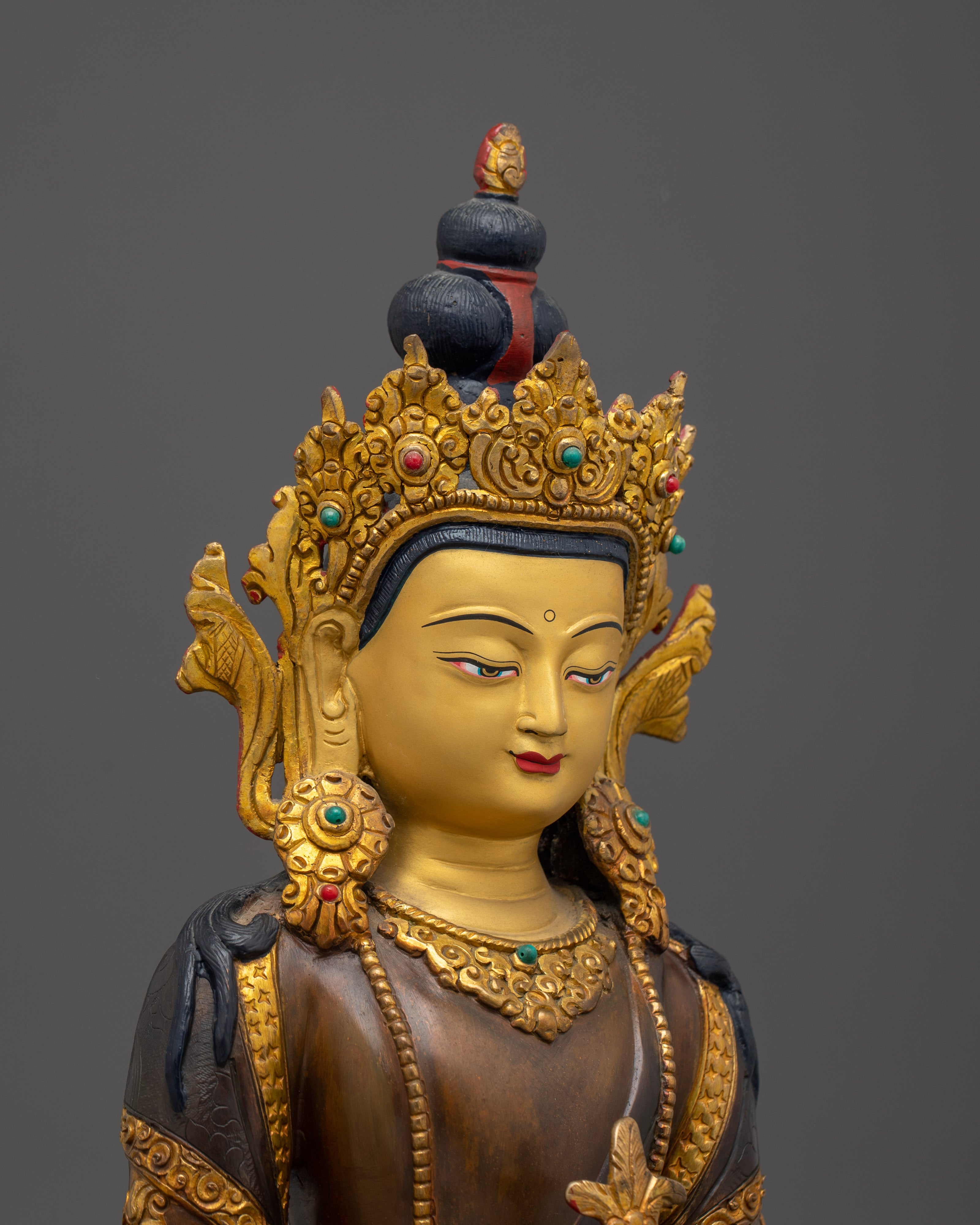 Himalayan Amitayus Icon | Gold Gilded Sacred Artwork