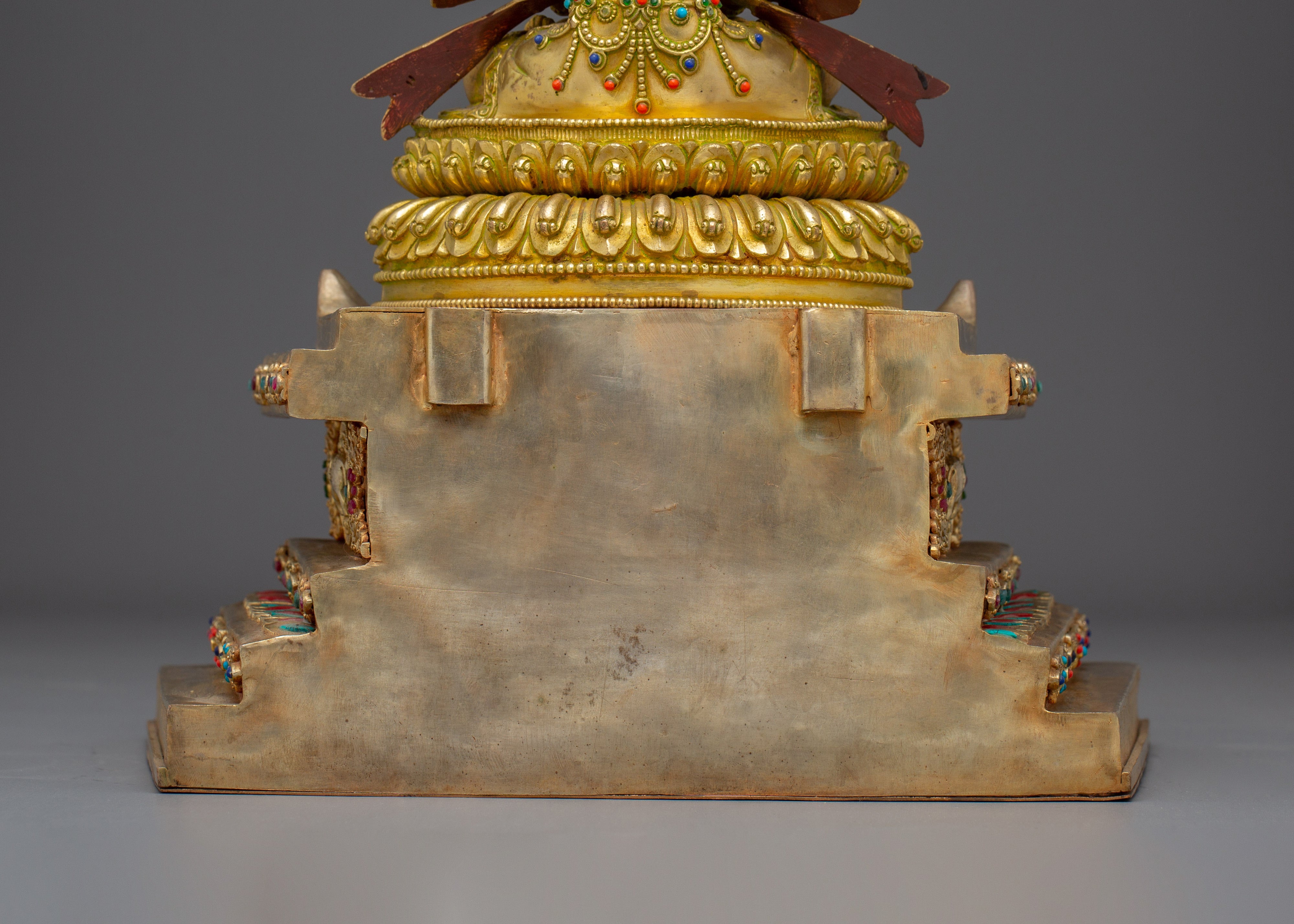 Statue Of Amitayus With Throne: Tibetan Buddhist Longevity Deity
