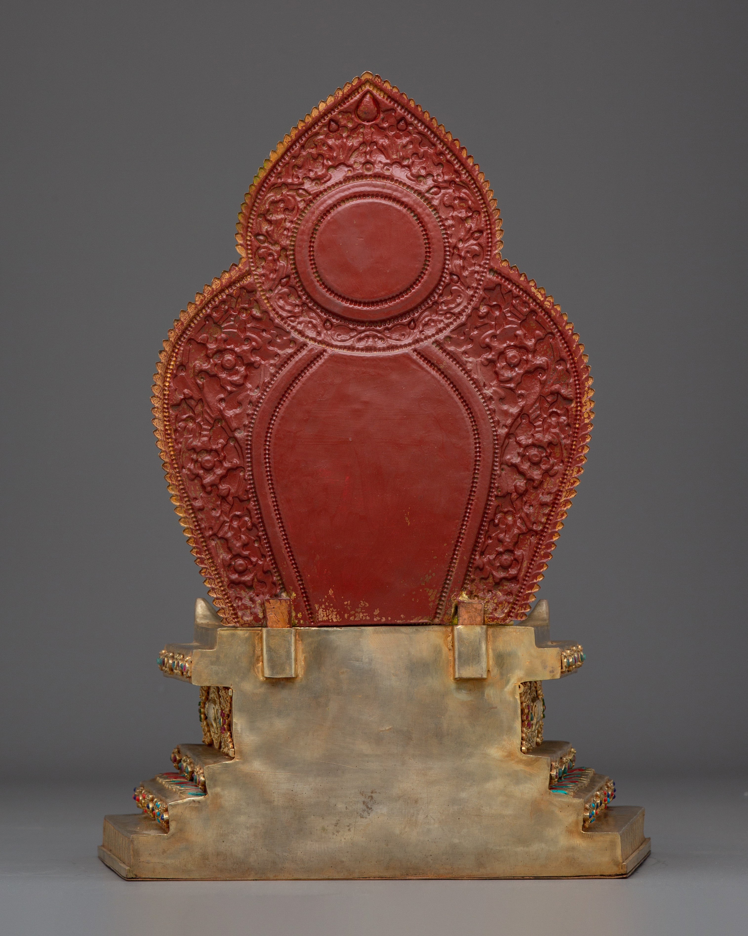 Statue Of Amitayus With Throne: Tibetan Buddhist Longevity Deity