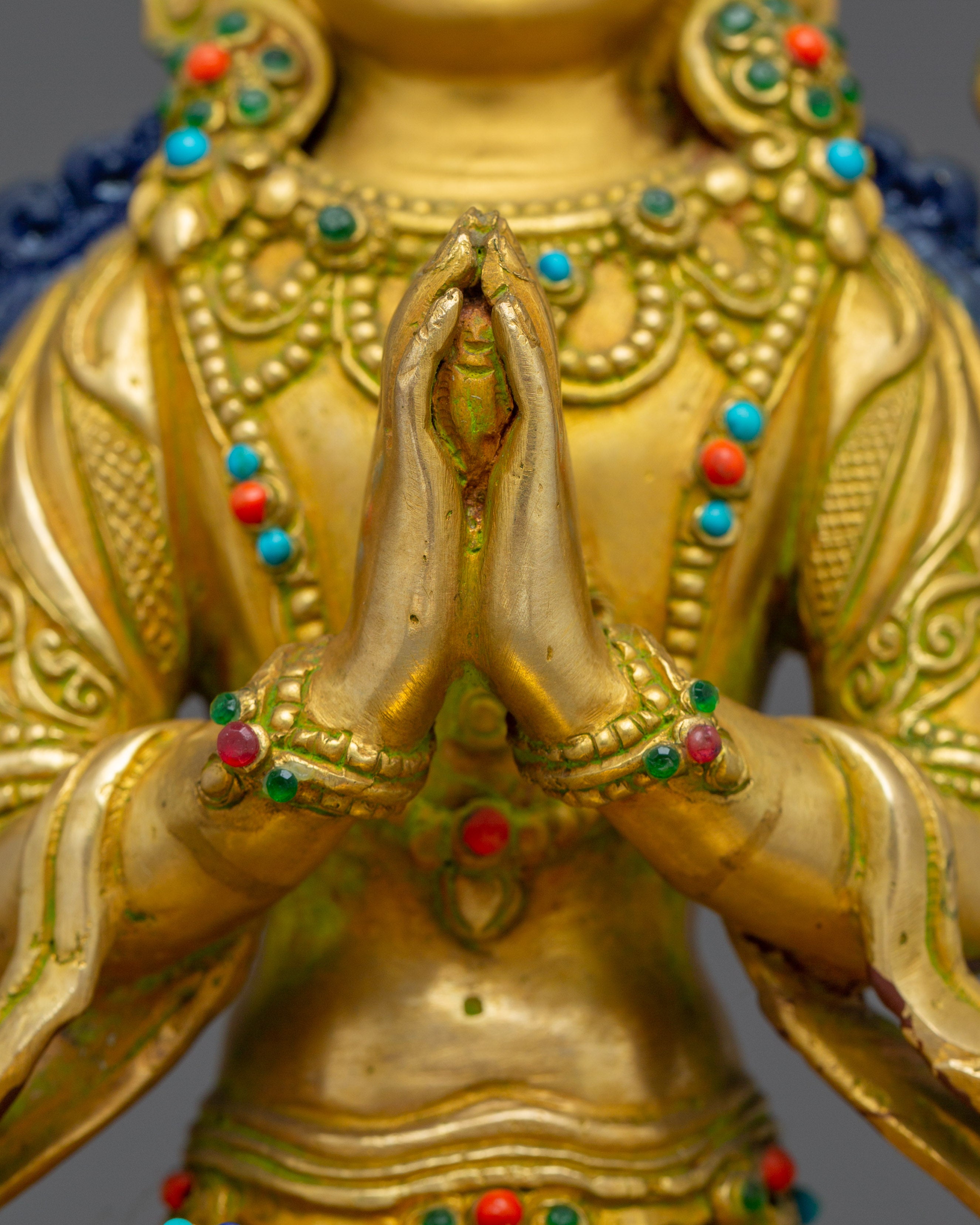 Golden Chenrezing Statue: Bodhisattva of Compassion