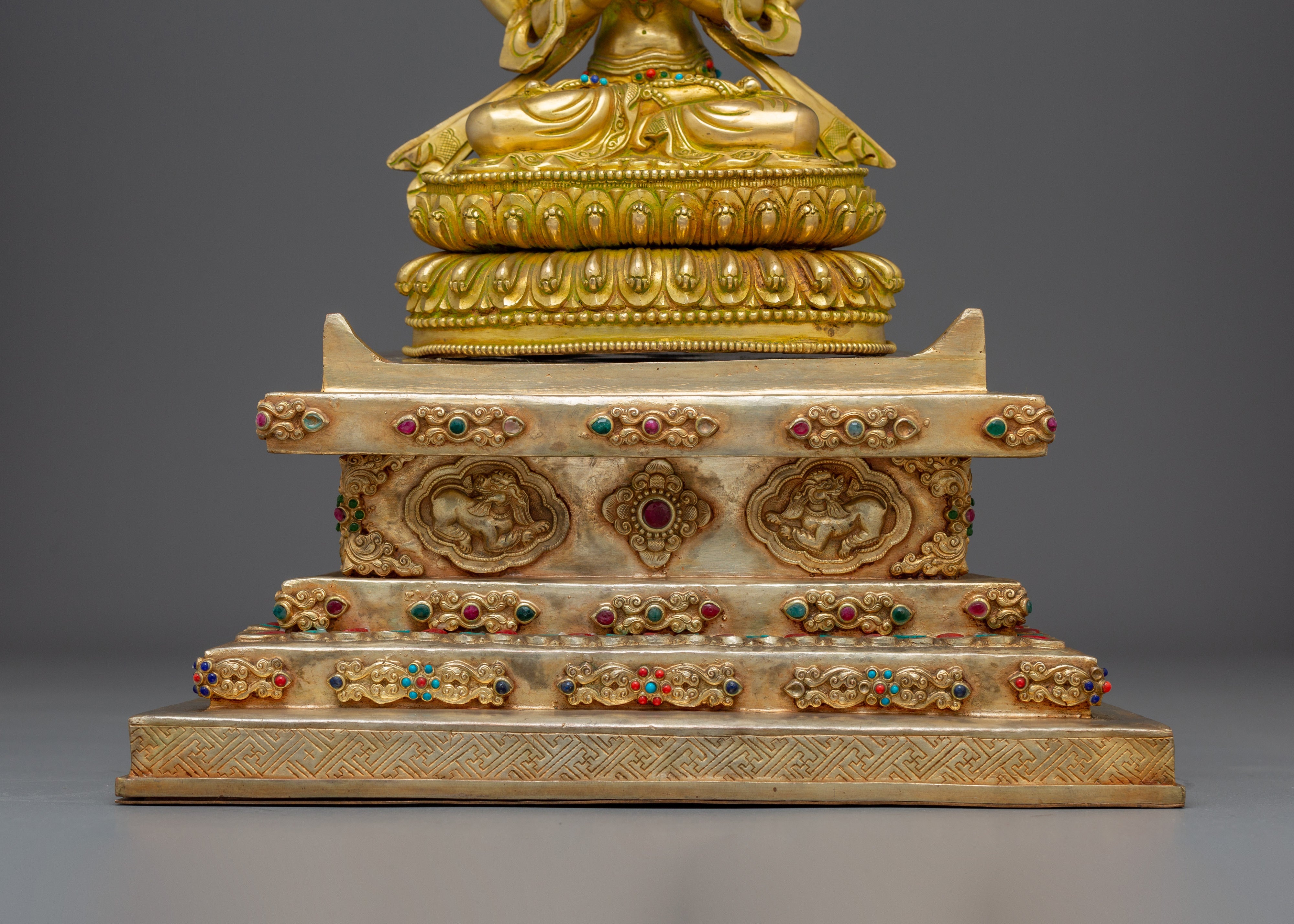 Golden Chenrezing Statue: Bodhisattva of Compassion