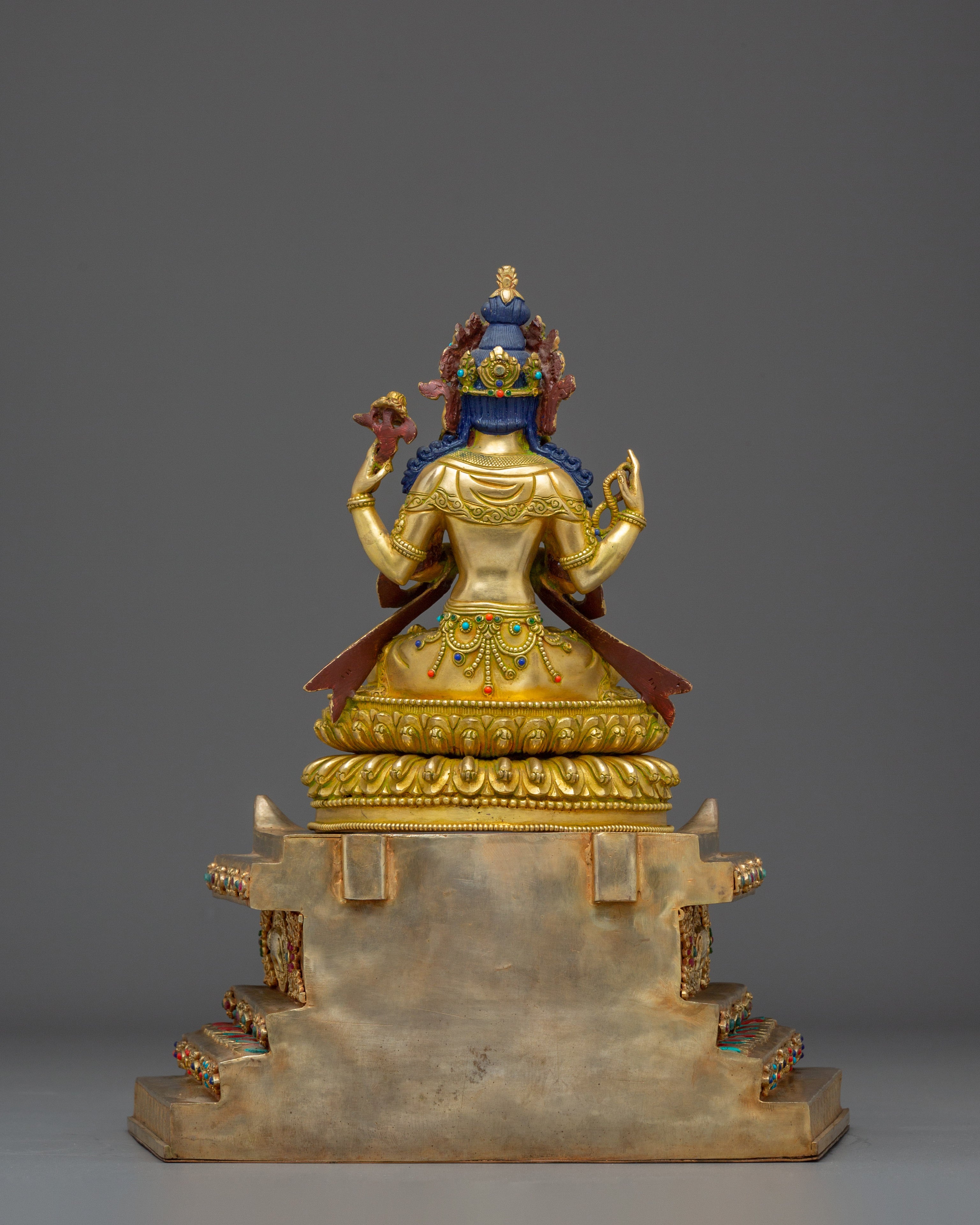 Golden Chenrezing Statue: Bodhisattva of Compassion