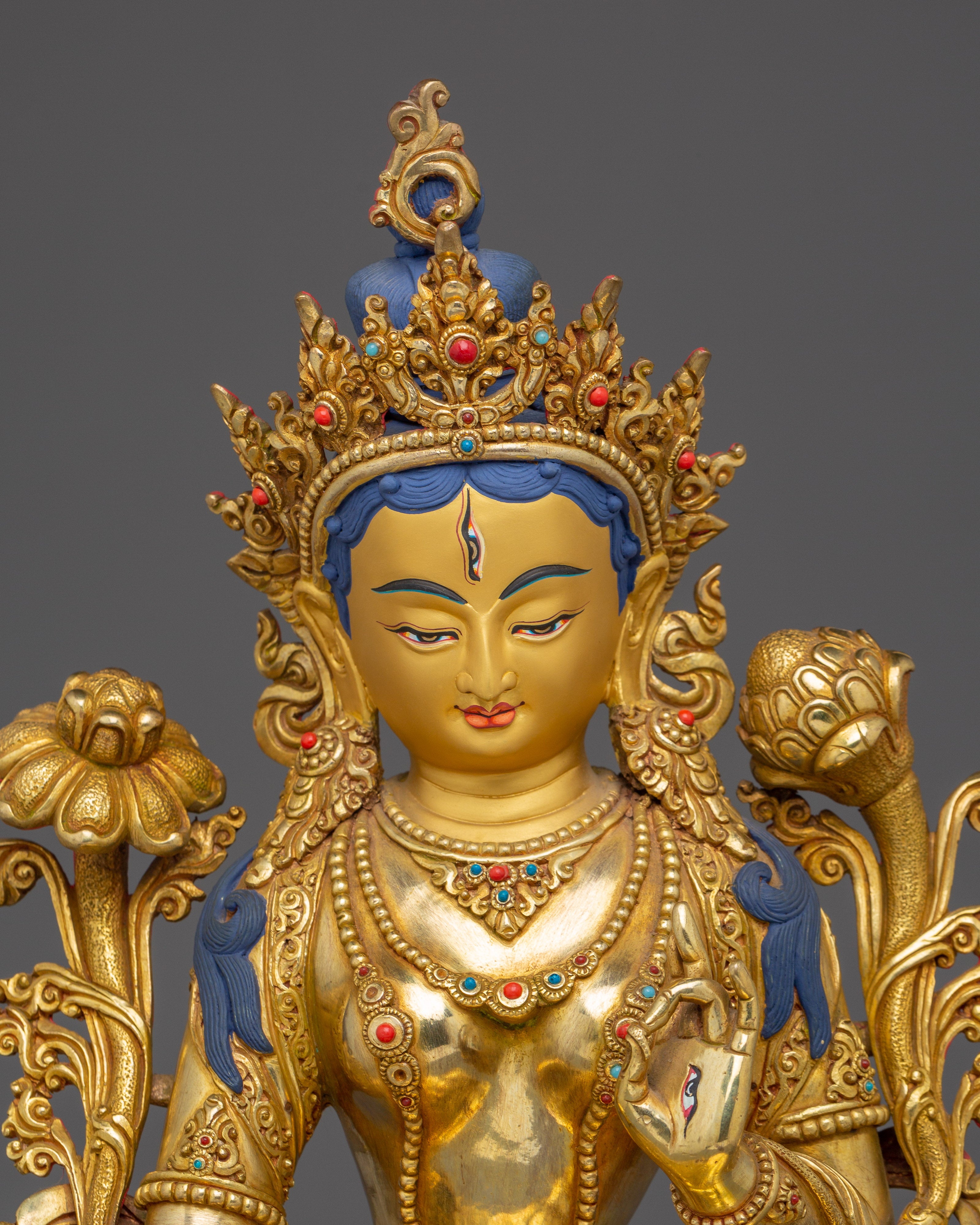 Seven-Eyed Deity White Tara Golden Statue