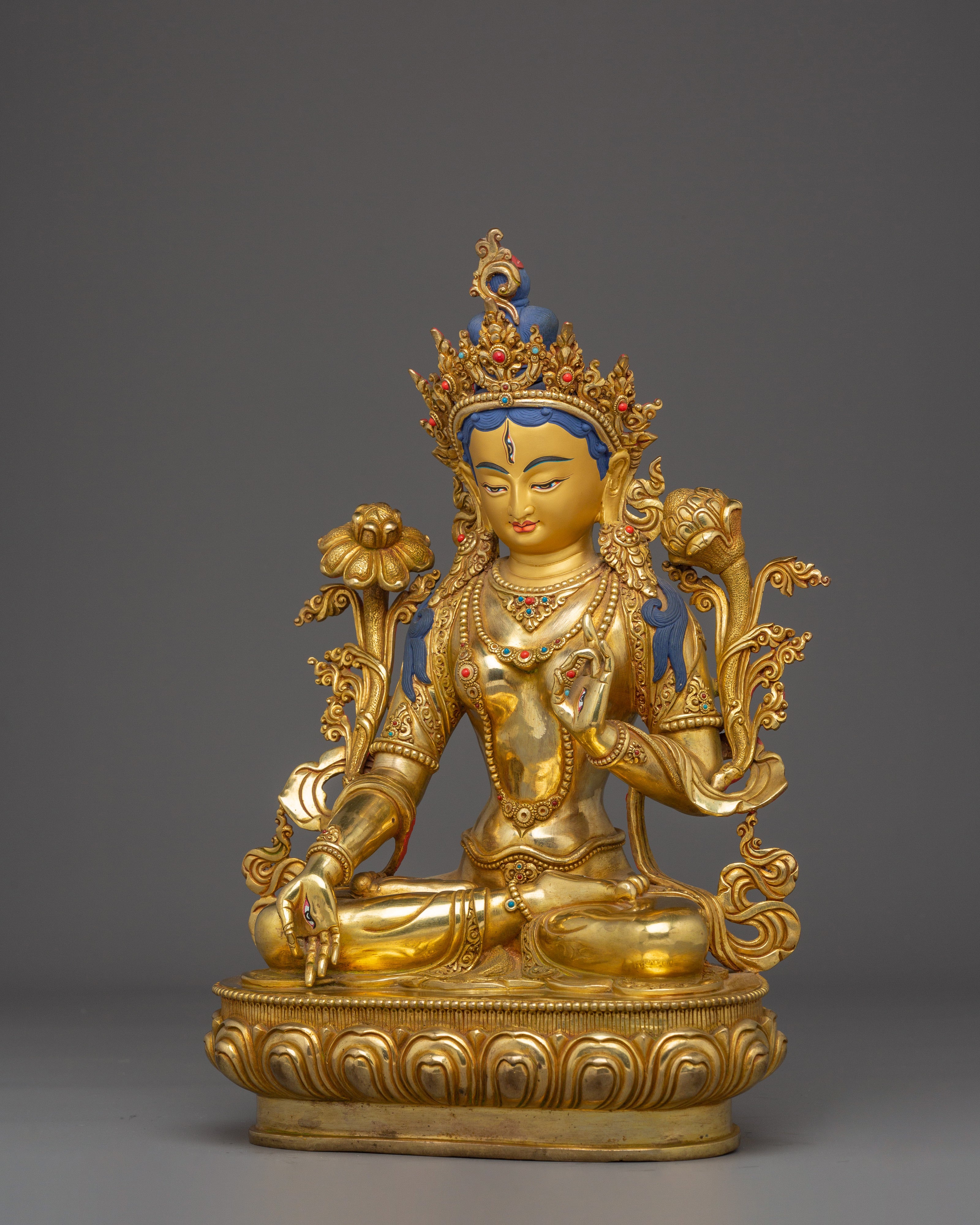 Seven-Eyed Deity White Tara Golden Statue