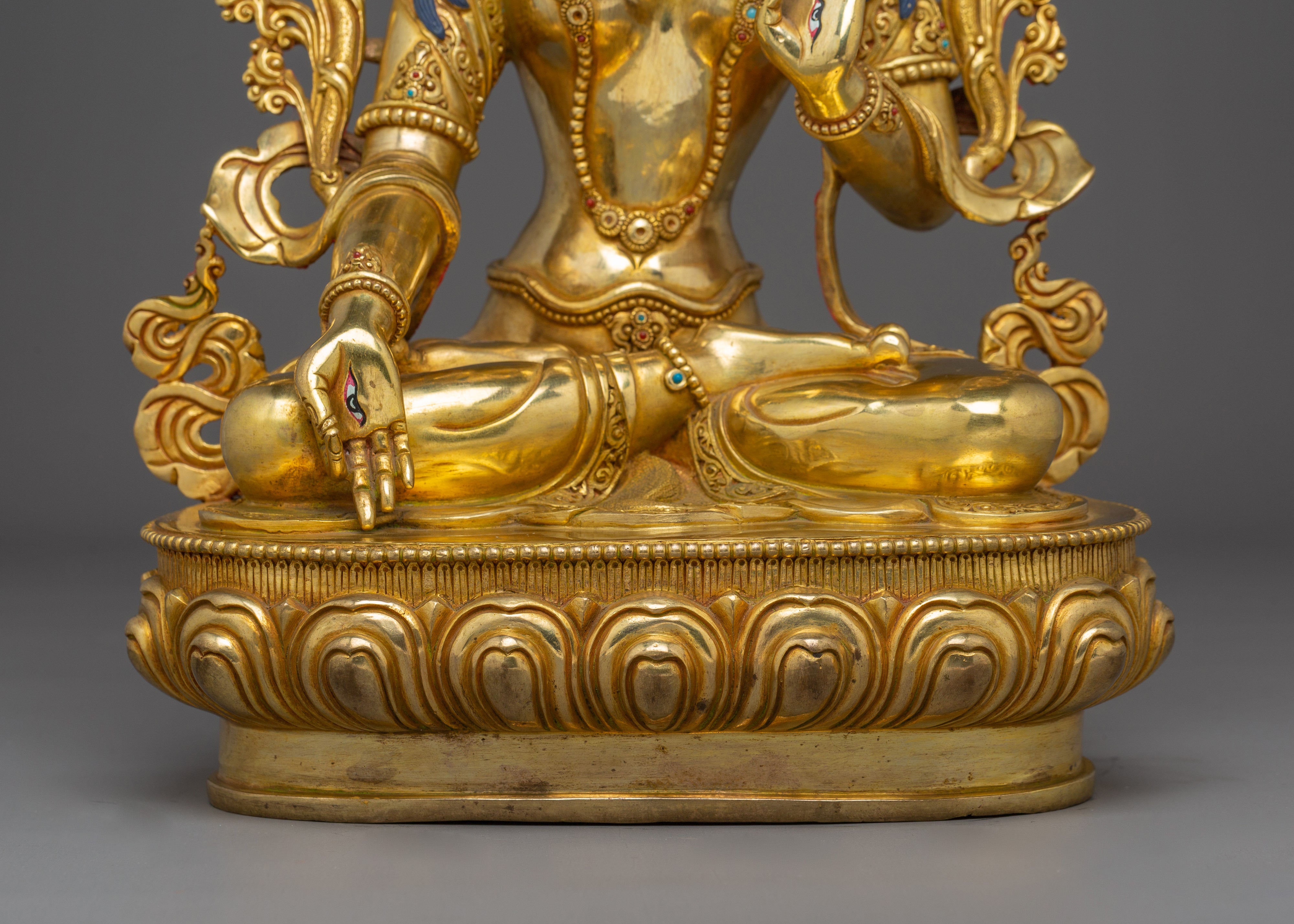Seven-Eyed Deity White Tara Golden Statue
