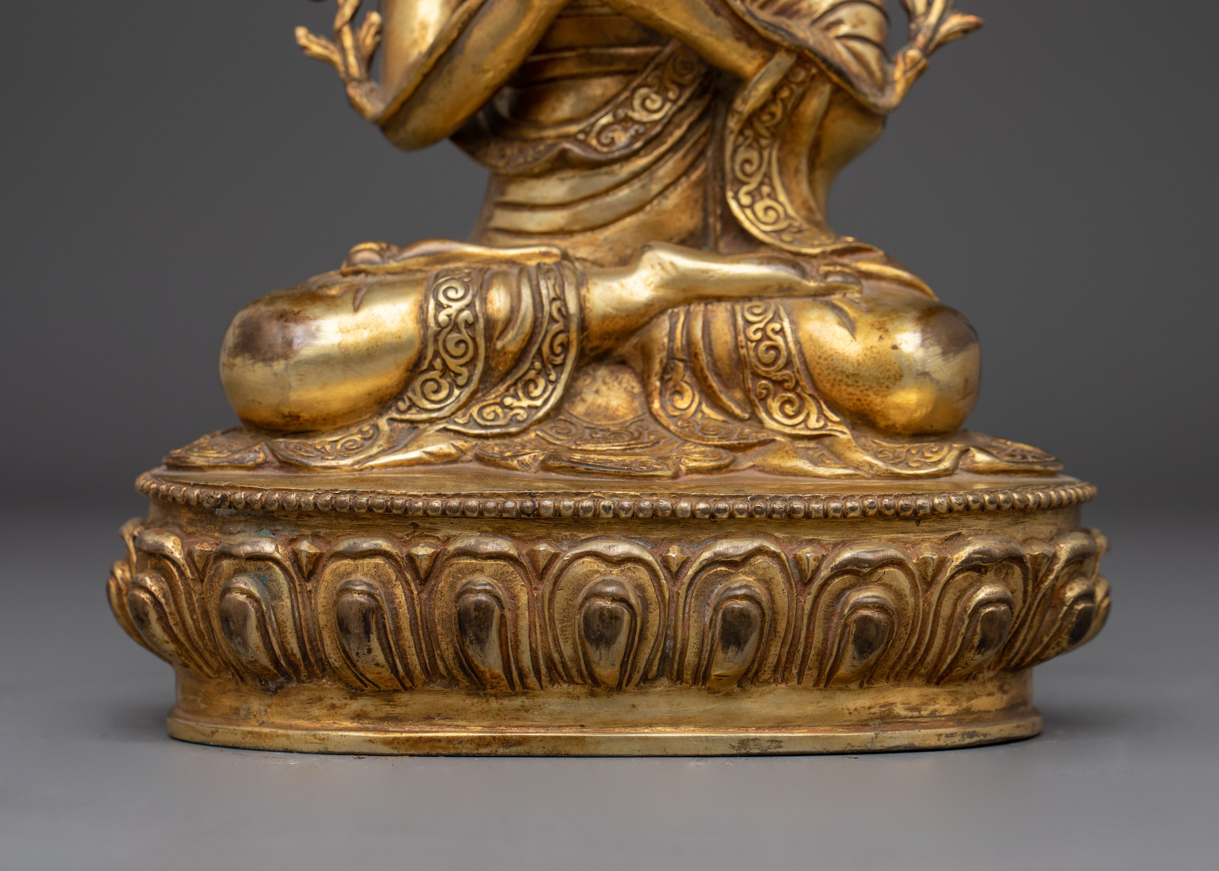 Buddhist Guru Tsongkhapa Artwork | Golden Handmade Sculpture