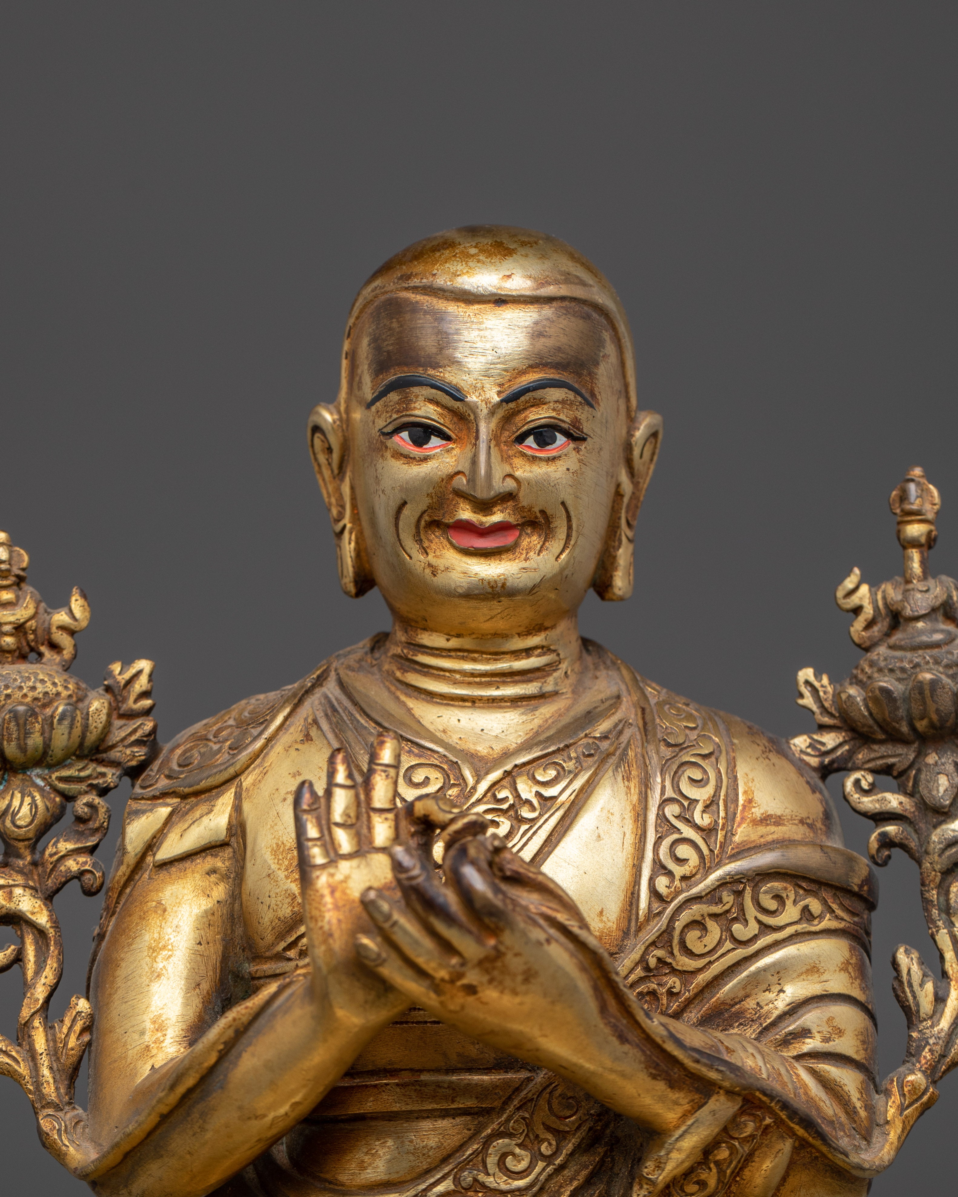 Buddhist Guru Tsongkhapa Artwork | Golden Handmade Sculpture