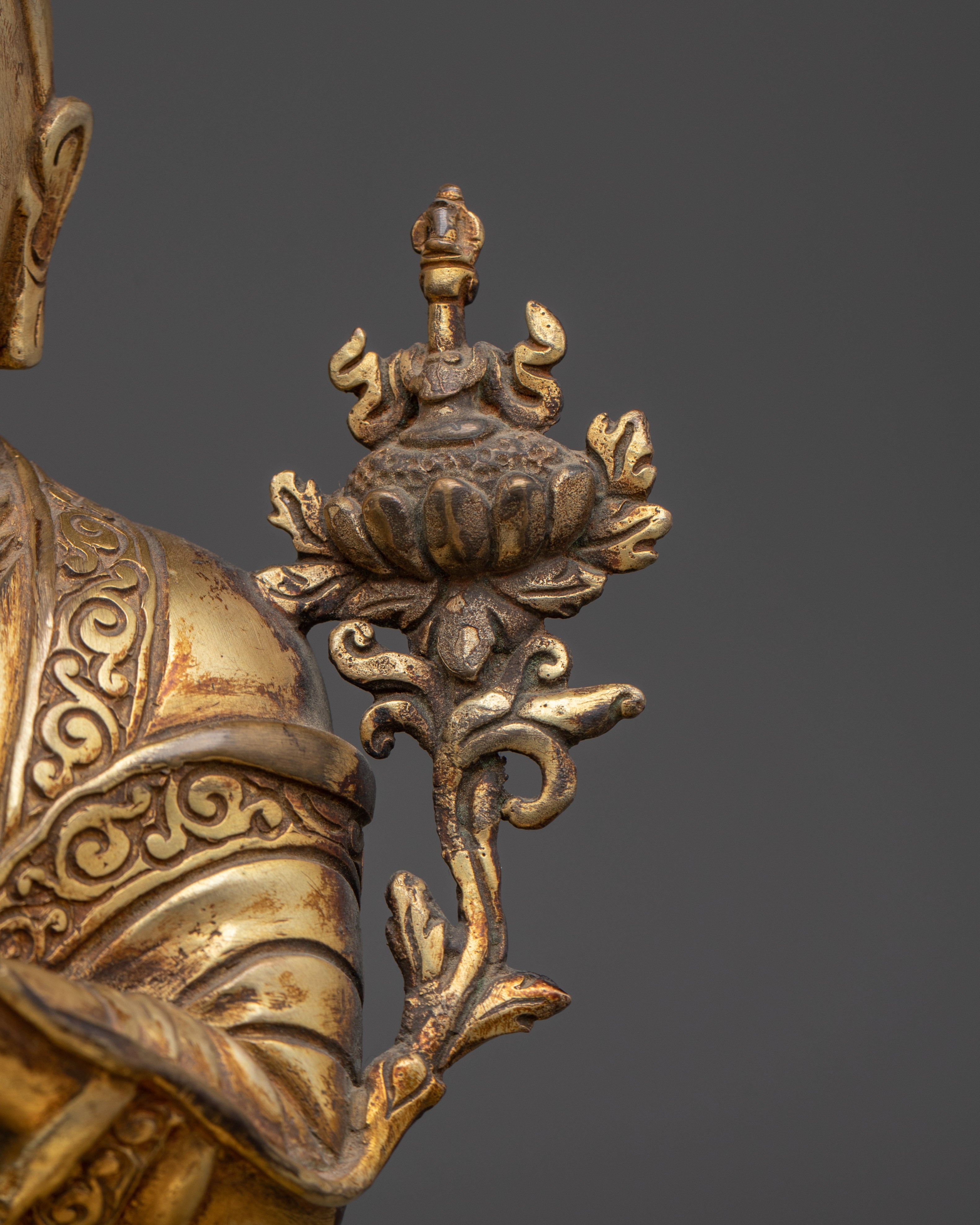 Buddhist Guru Tsongkhapa Artwork | Golden Handmade Sculpture