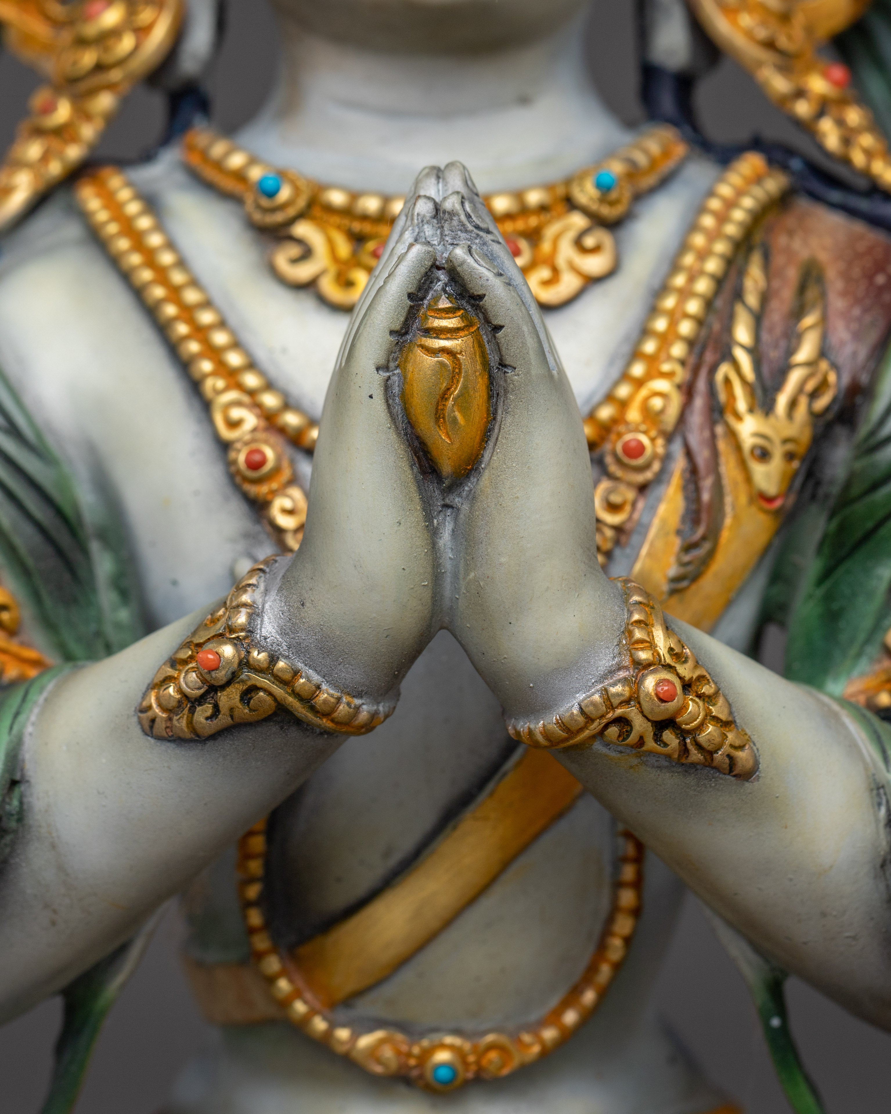 Chenrezig, Sacred Avalokiteshvara Idol | Gold Gilded Himalayan Art