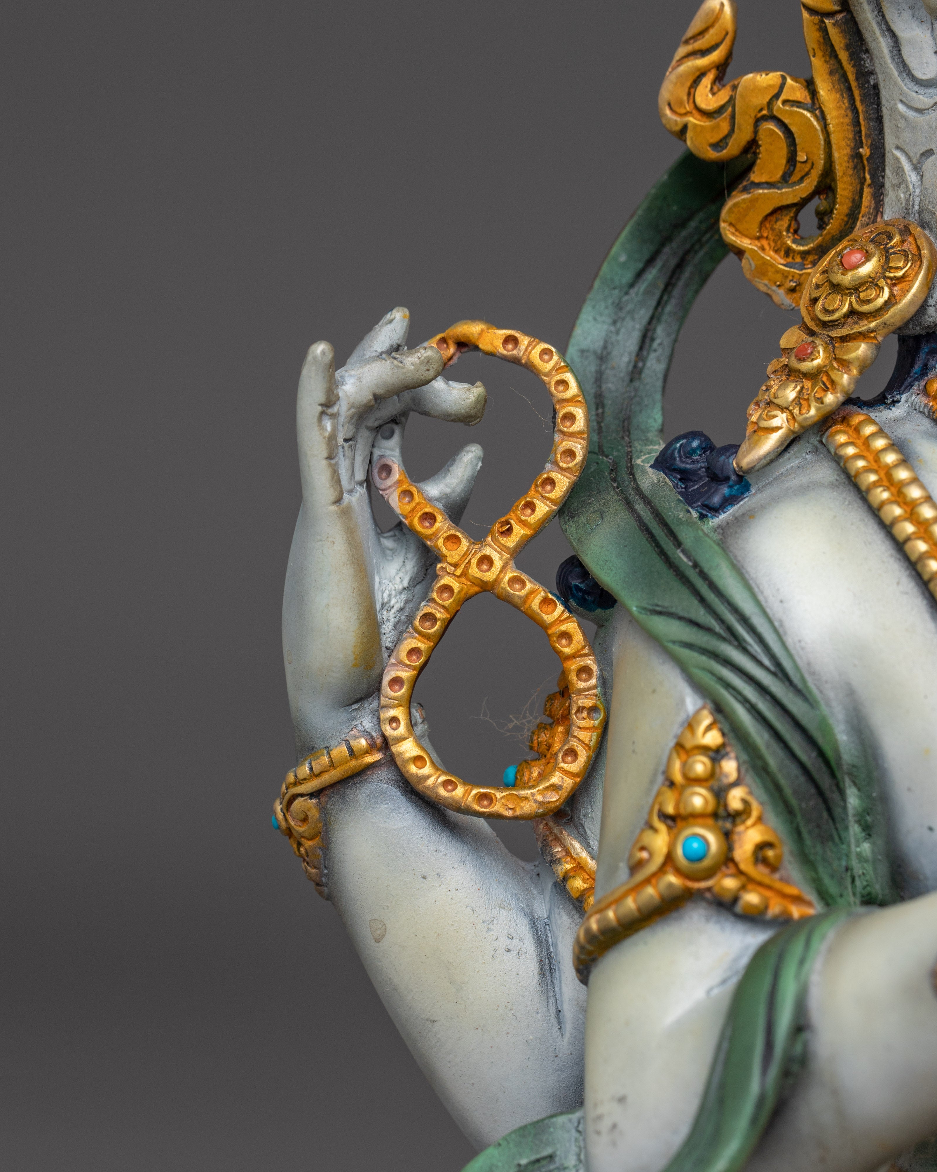 Chenrezig, Sacred Avalokiteshvara Idol | Gold Gilded Himalayan Art