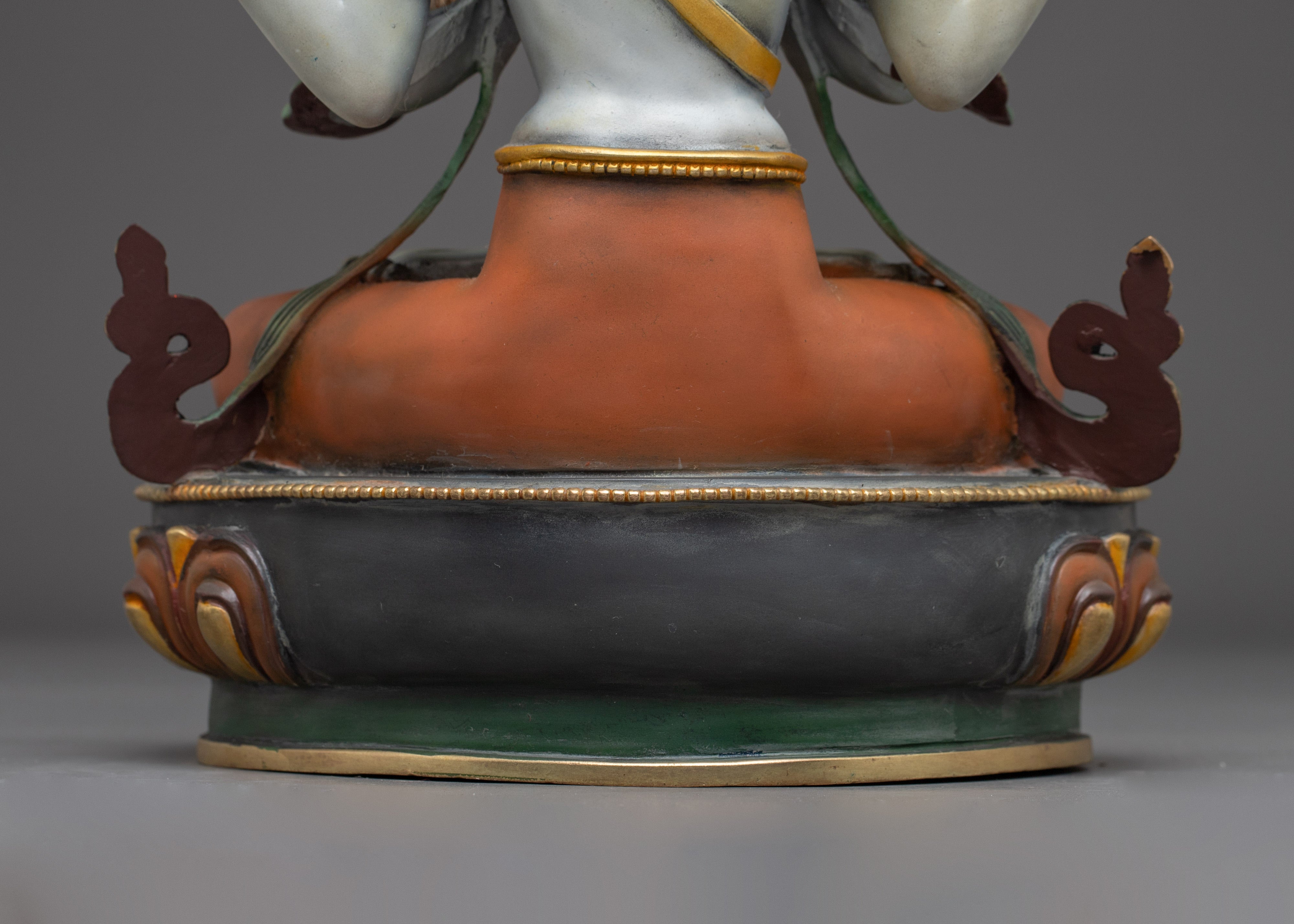 Chenrezig, Sacred Avalokiteshvara Idol | Gold Gilded Himalayan Art