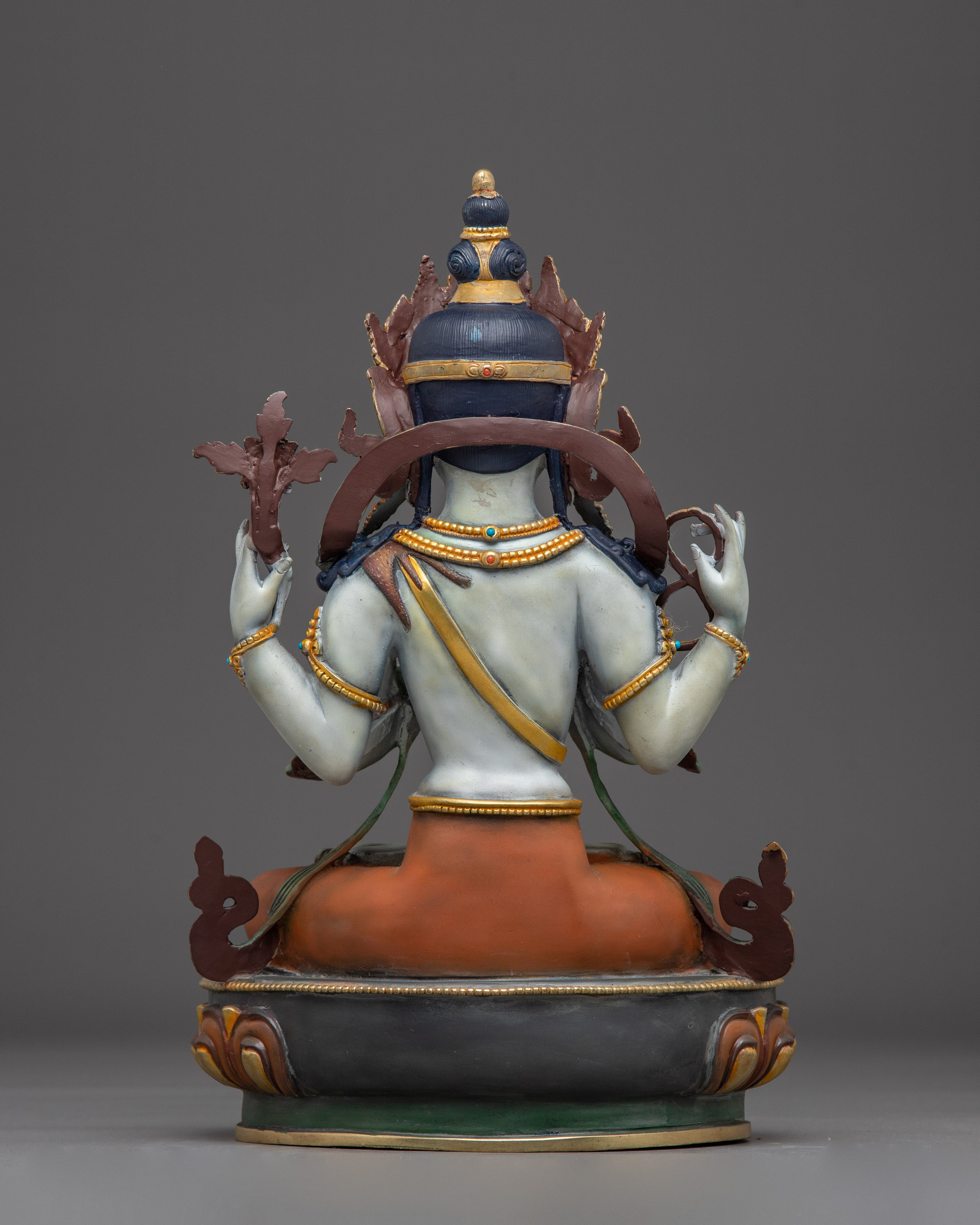 Chenrezig, Sacred Avalokiteshvara Idol | Gold Gilded Himalayan Art