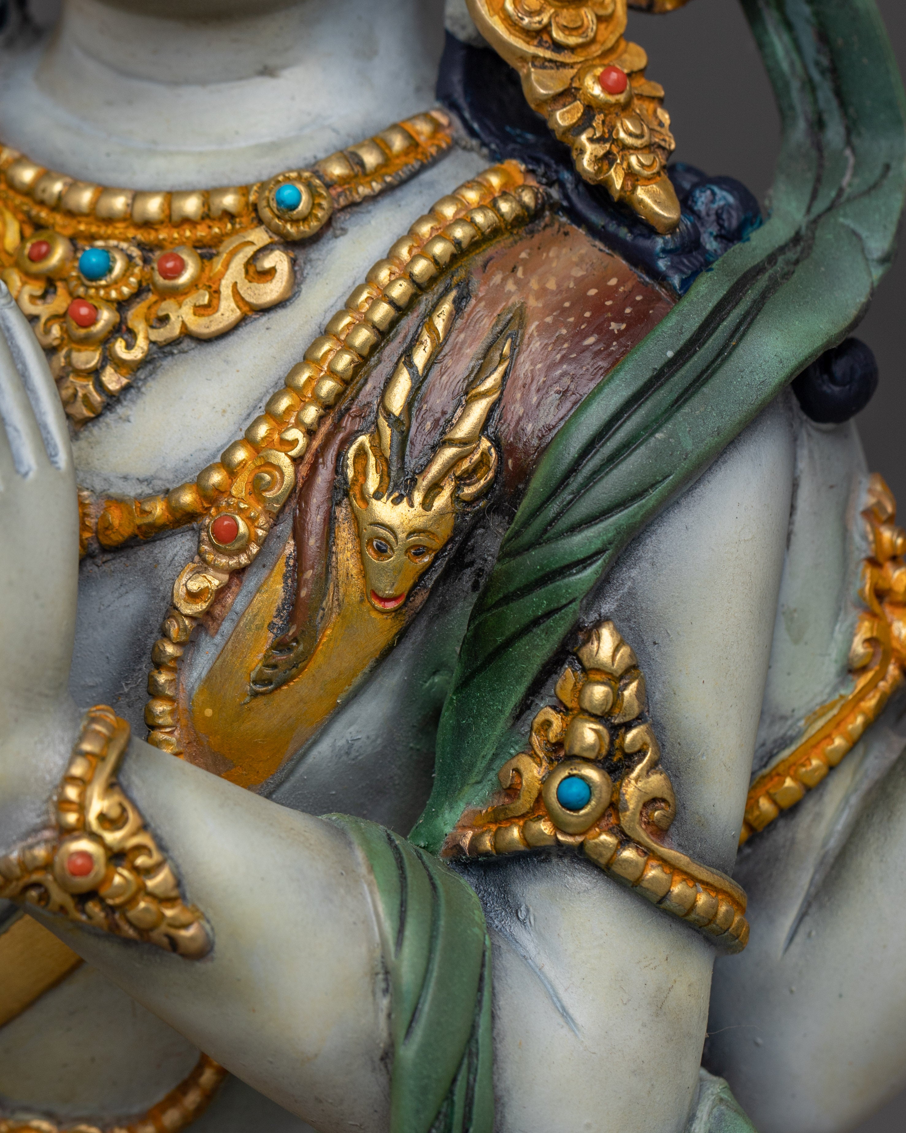 Chenrezig, Sacred Avalokiteshvara Idol | Gold Gilded Himalayan Art