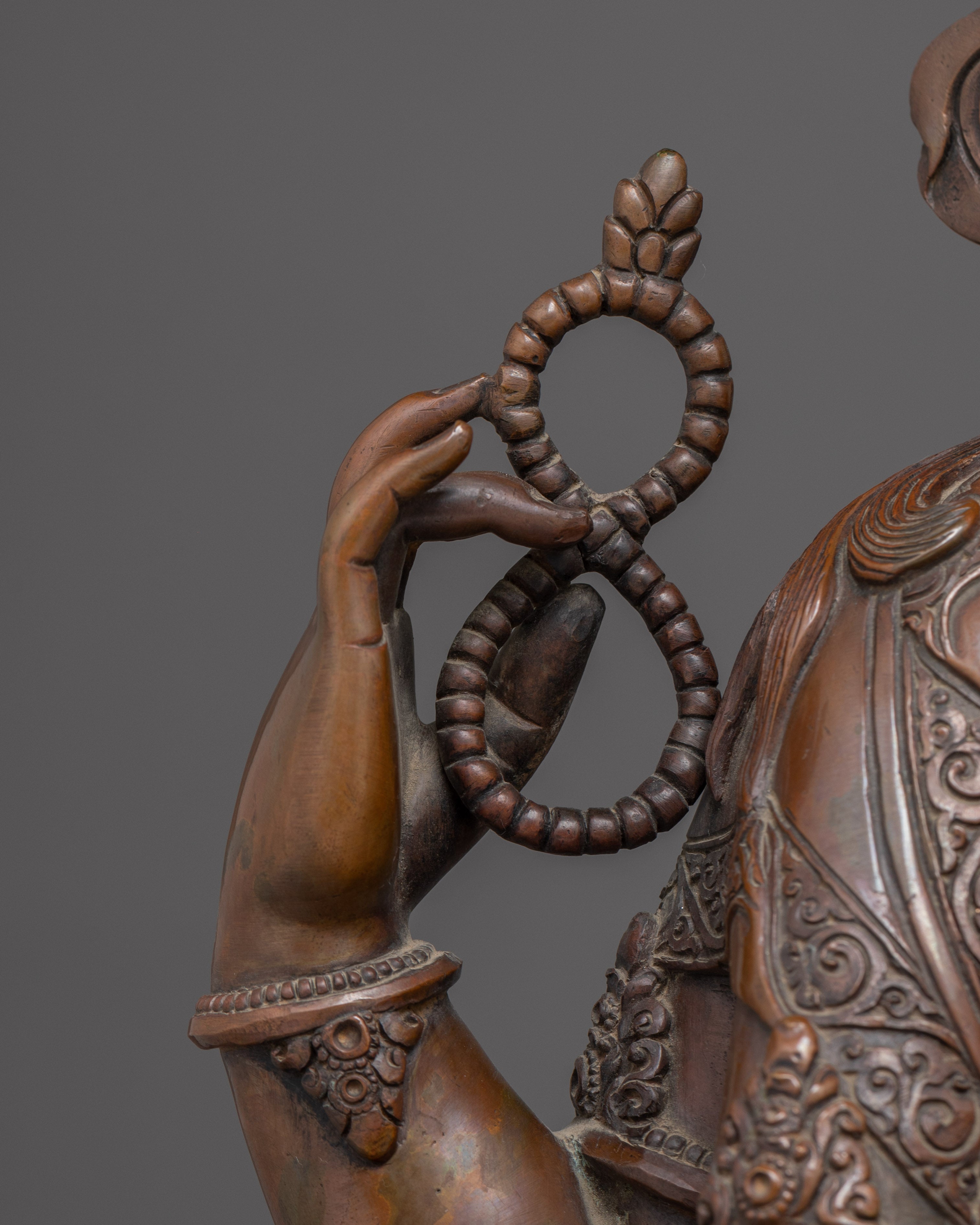 Handmade Oxidized Copper Statue of Bodhisattva Chenrezig