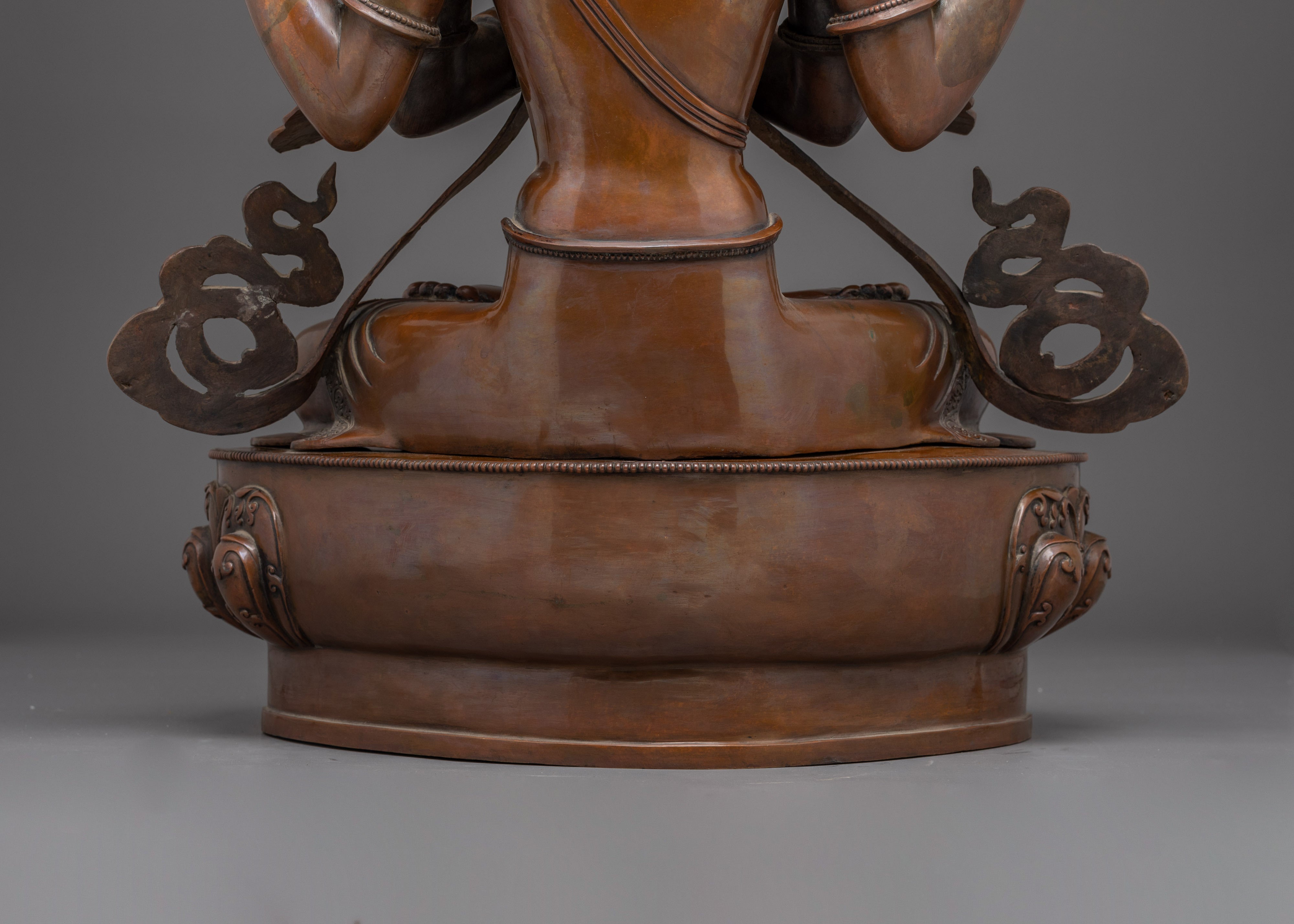 Handmade Oxidized Copper Statue of Bodhisattva Chenrezig