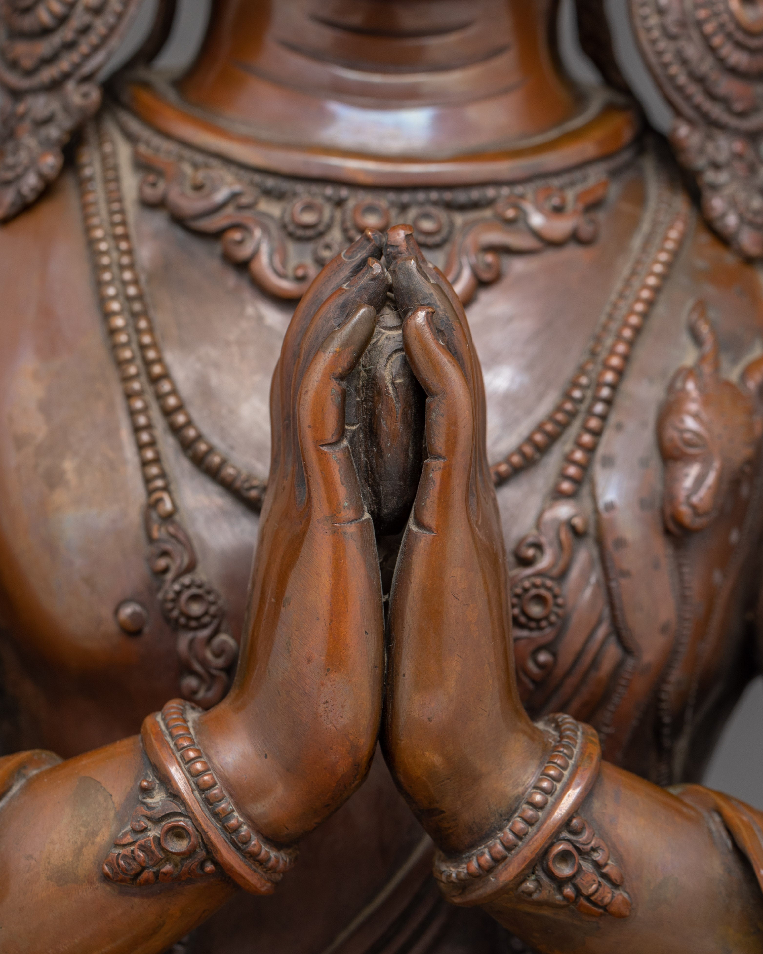 Handmade Oxidized Copper Statue of Bodhisattva Chenrezig