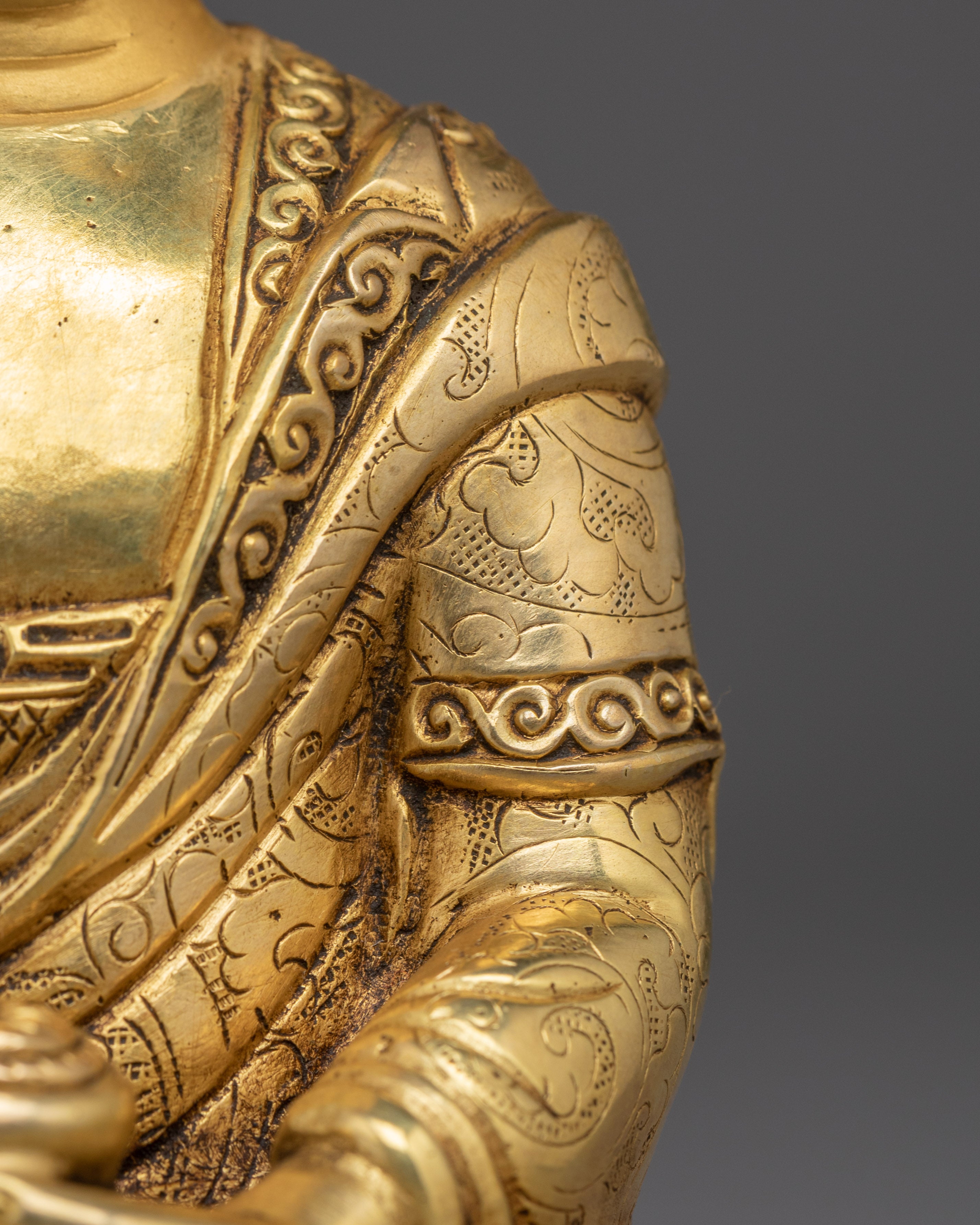 6.3 Inches Golden Shakyamuni Buddha Statue | Nepali Handcrafted Art