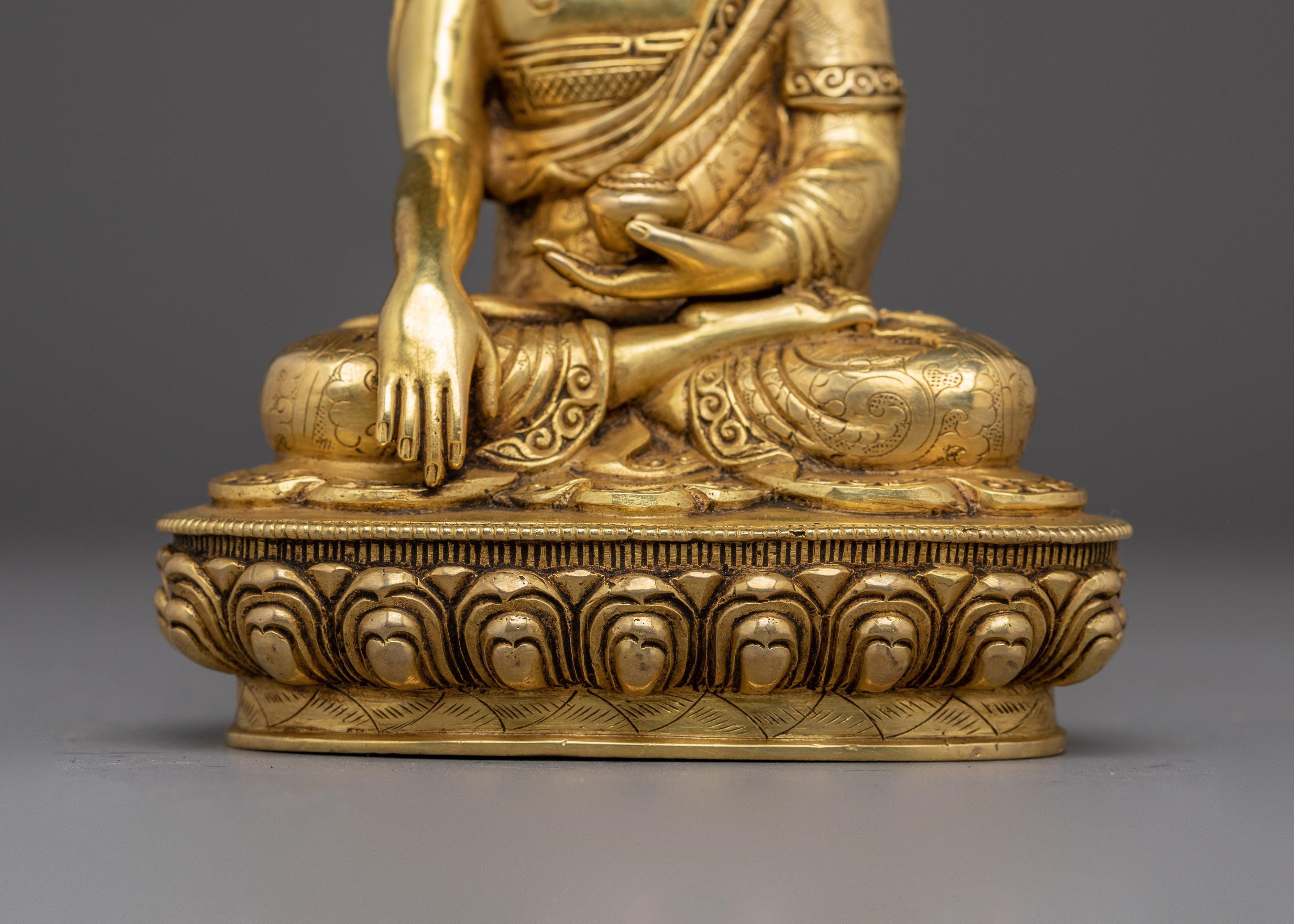 6.3 Inches Golden Shakyamuni Buddha Statue | Nepali Handcrafted Art