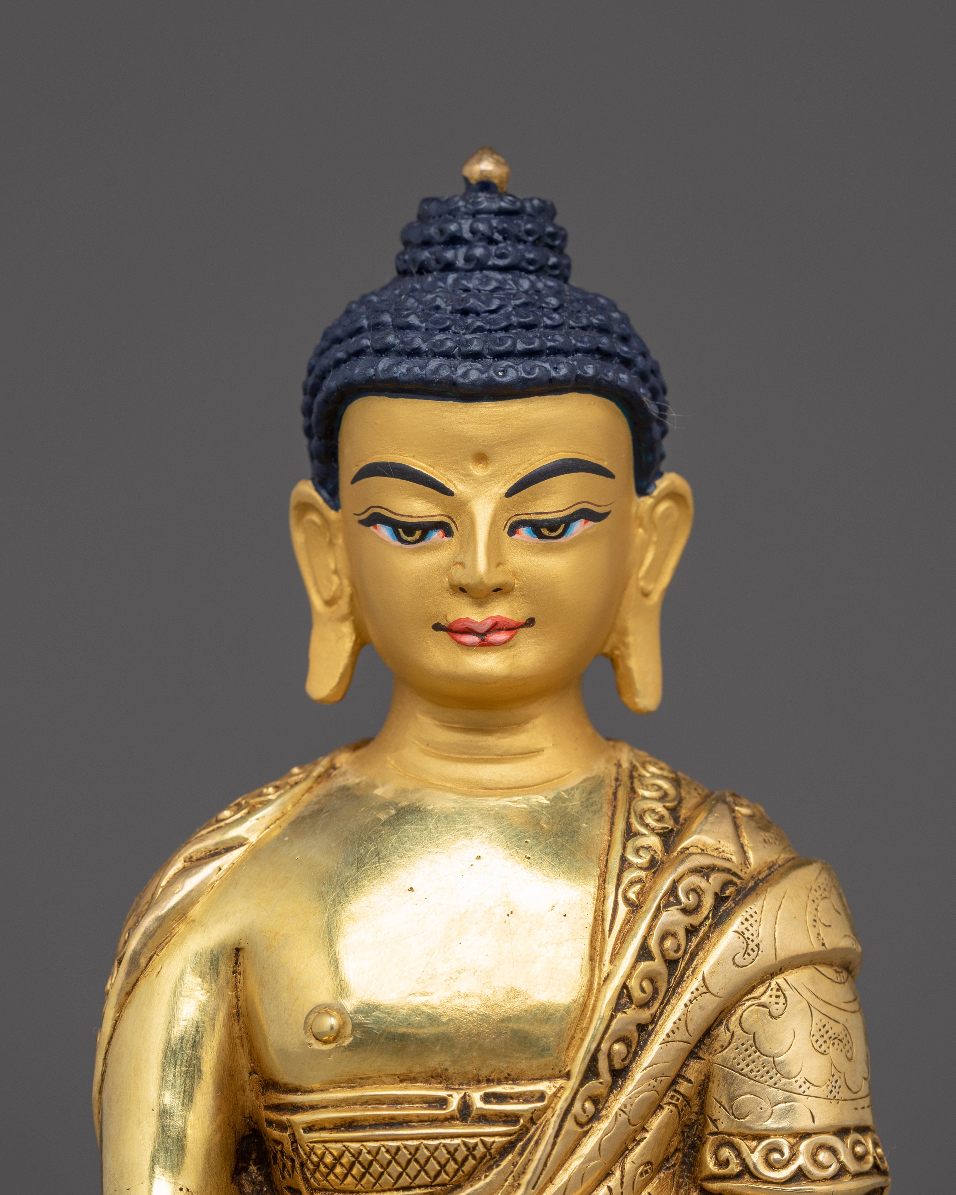 6.3 Inches Golden Shakyamuni Buddha Statue | Nepali Handcrafted Art