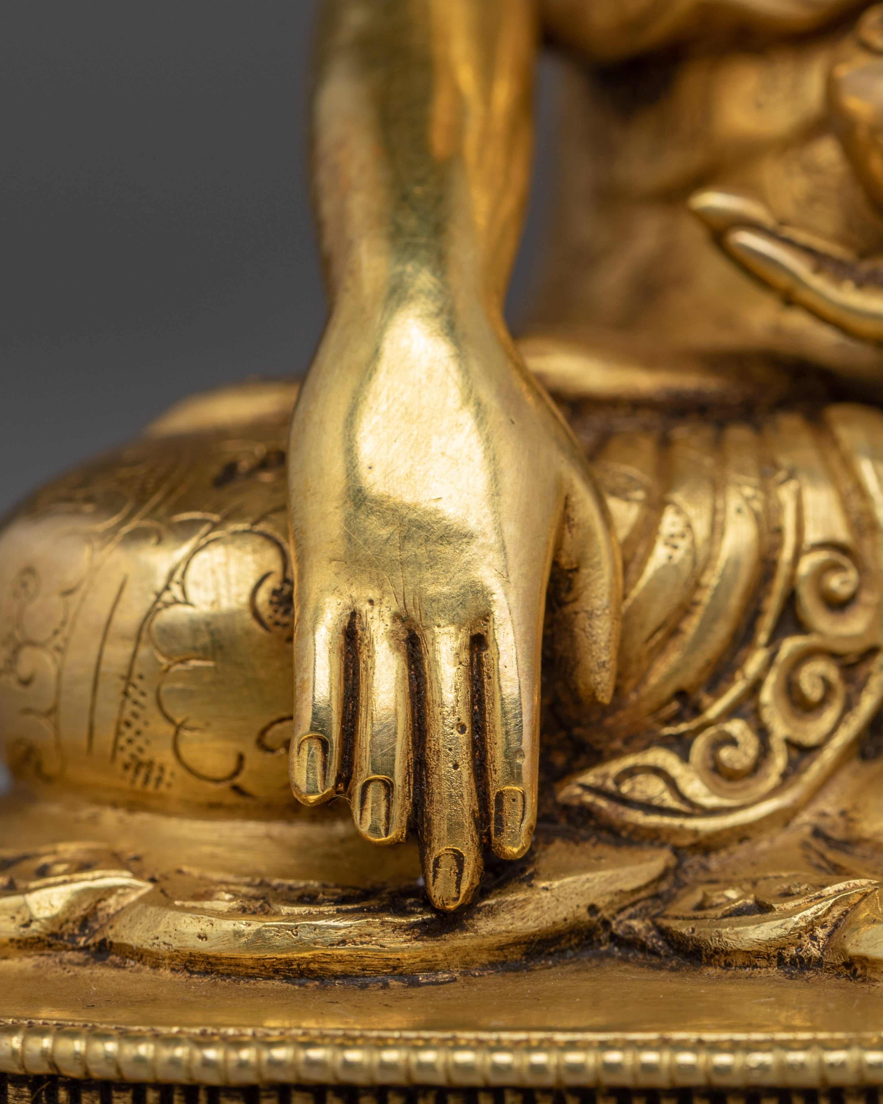 6.3 Inches Golden Shakyamuni Buddha Statue | Nepali Handcrafted Art