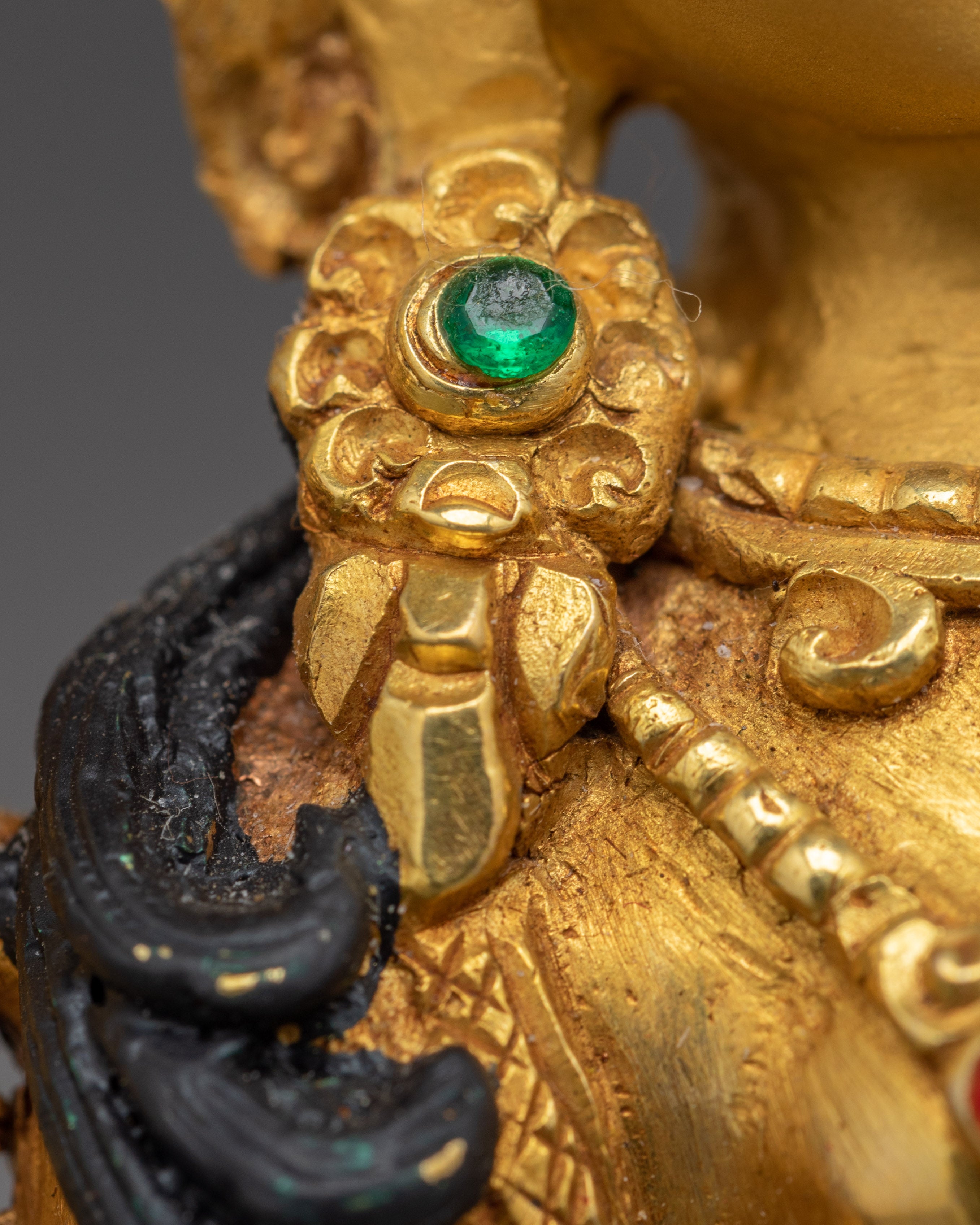 5.5 Inches Golden Green Tara Statue | Nepali Handcrafted Artwork